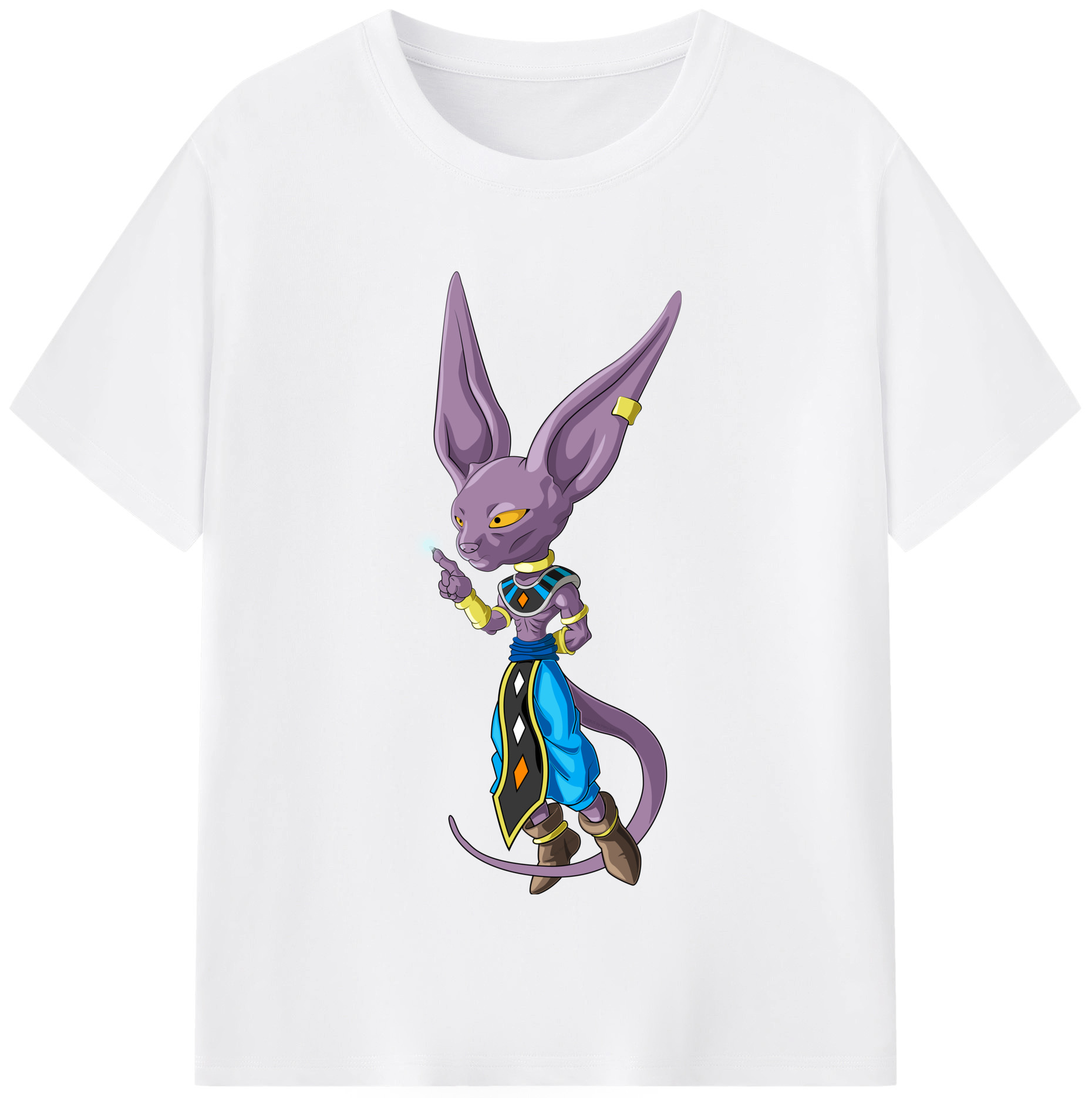 （画像用） ドラゴンボール ビルス 破壊神ビルス DRAGON BALL Beerus Birusu 綿100％半袖Tシャツ（フロントプリント）