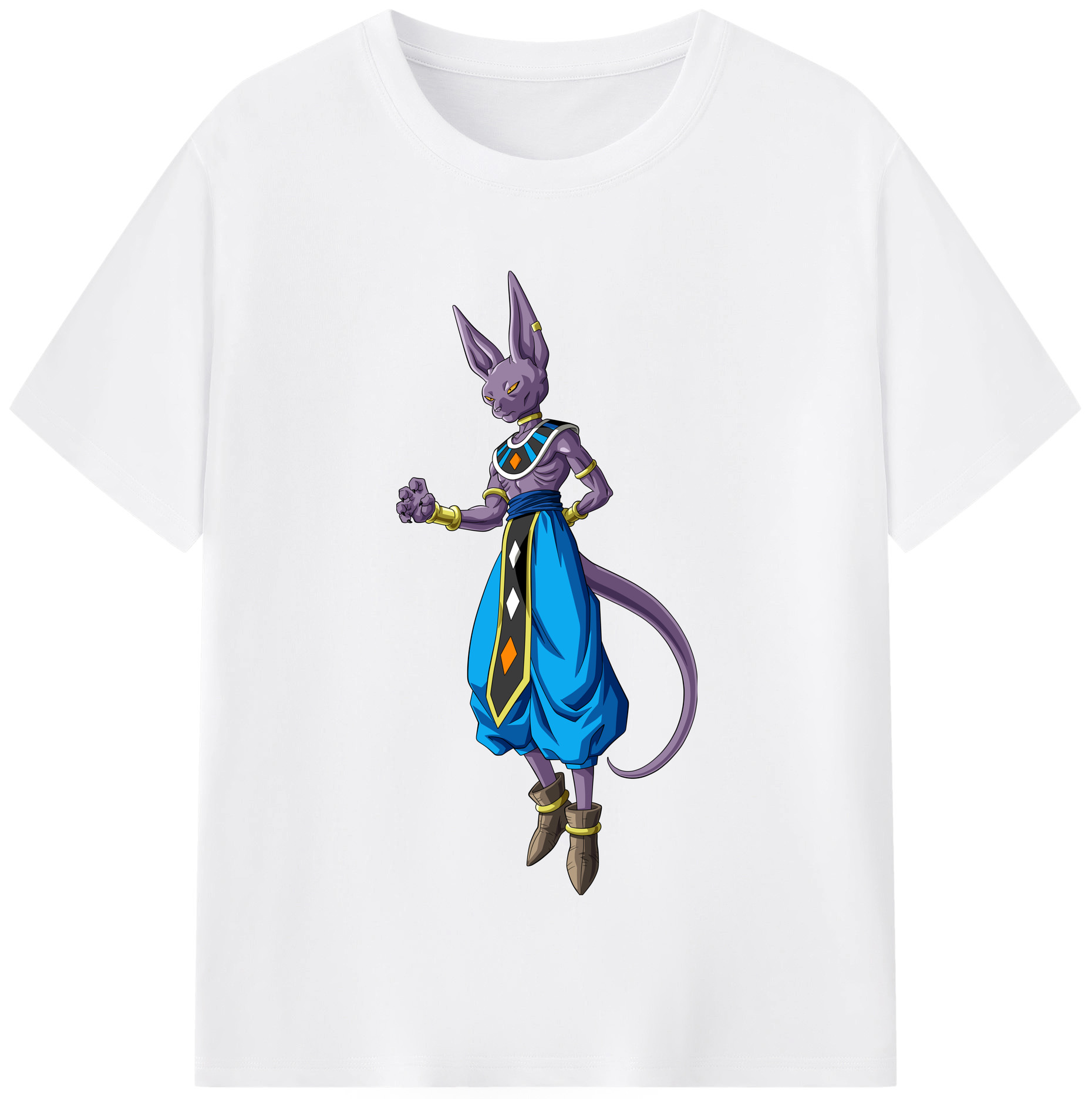 （画像用） ドラゴンボール ビルス 破壊神ビルス DRAGON BALL Beerus Birusu 綿100％半袖Tシャツ（フロントプリント）