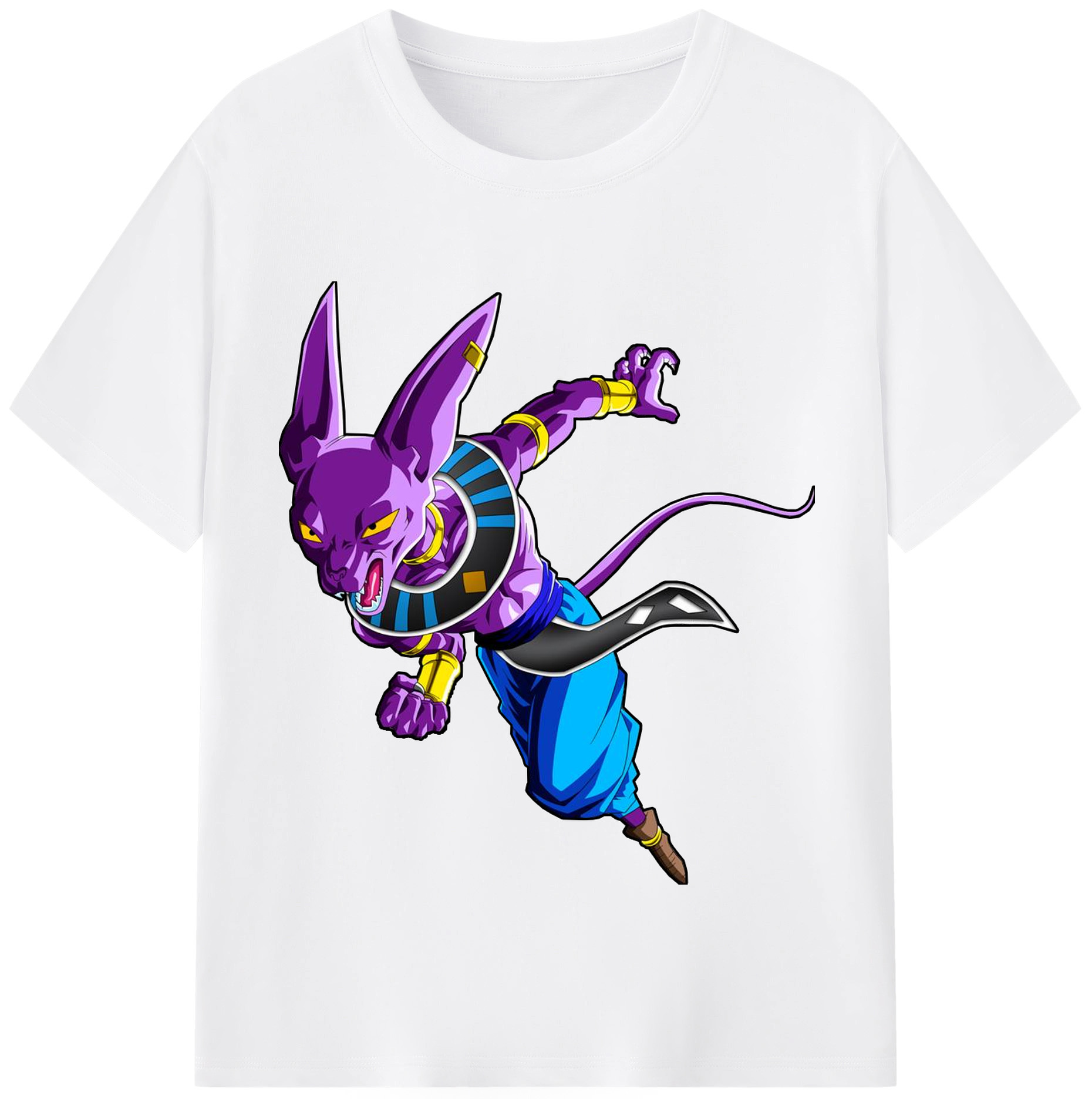（画像用） ドラゴンボール ビルス 破壊神ビルス DRAGON BALL Beerus Birusu 綿100％半袖Tシャツ（フロントプリント）
