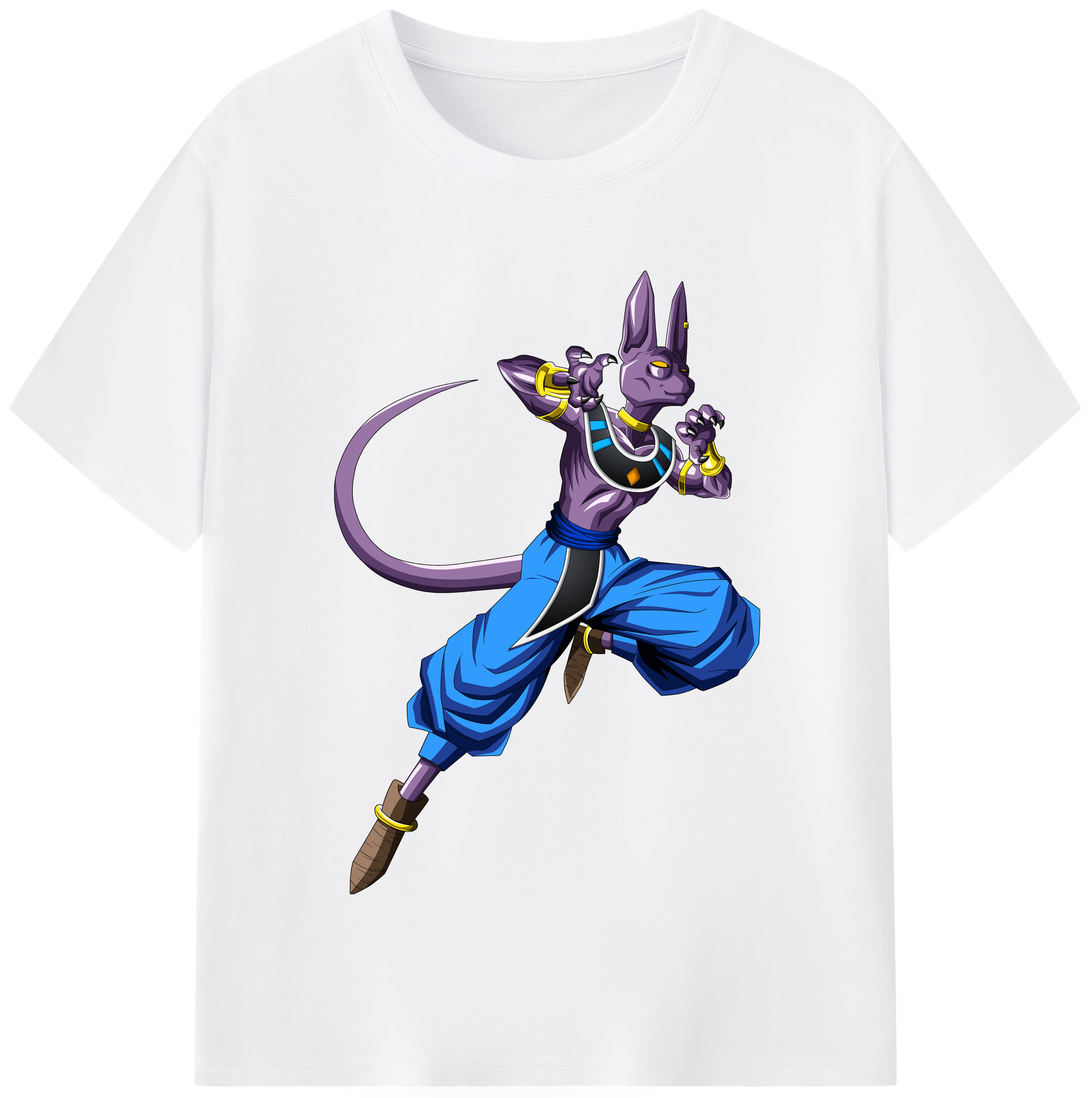 （画像用） ドラゴンボール ビルス 破壊神ビルス DRAGON BALL Beerus Birusu 綿100％半袖Tシャツ（フロントプリント）