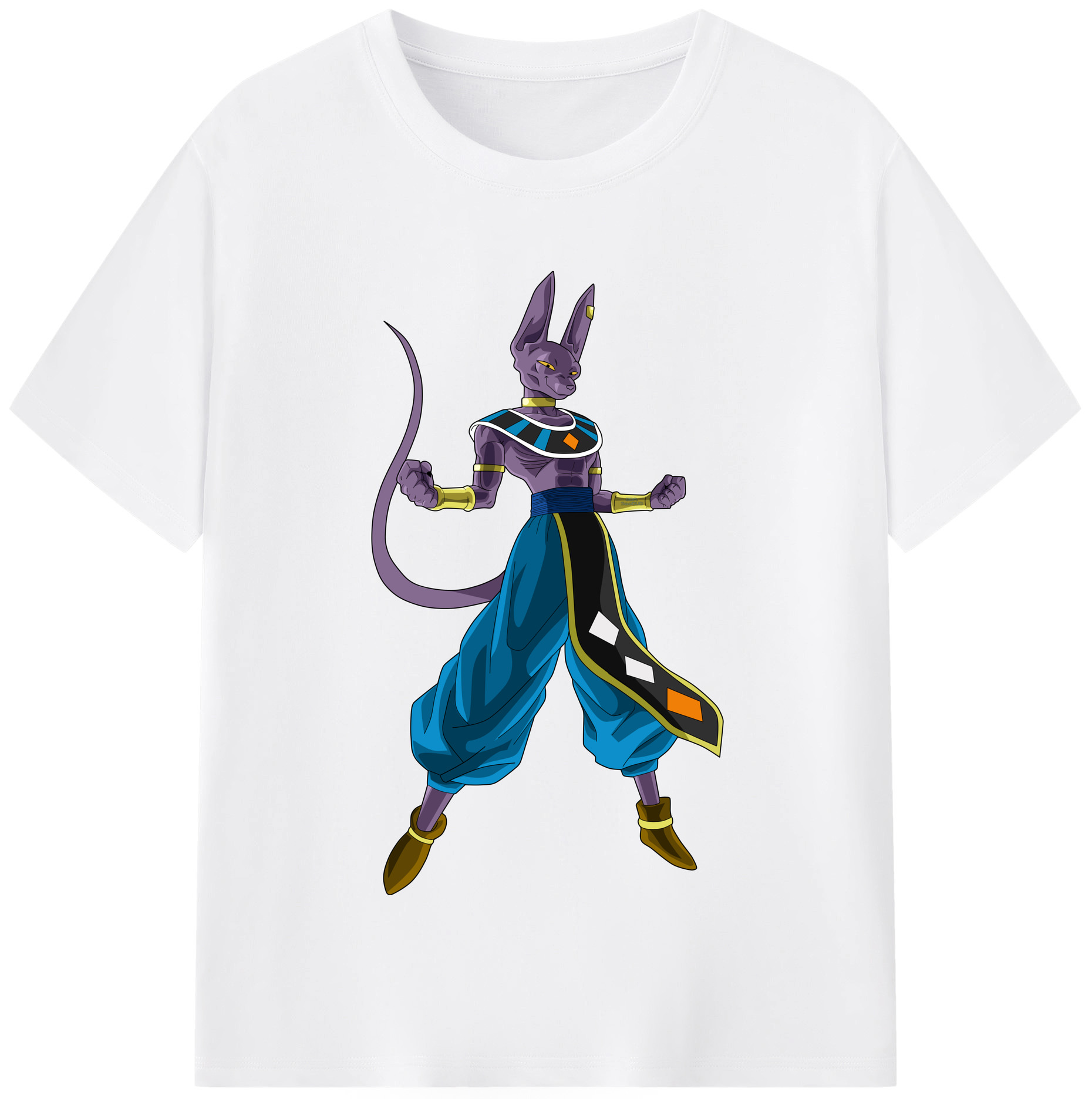 （画像用） ドラゴンボール ビルス 破壊神ビルス DRAGON BALL Beerus Birusu 綿100％半袖Tシャツ（フロントプリント）