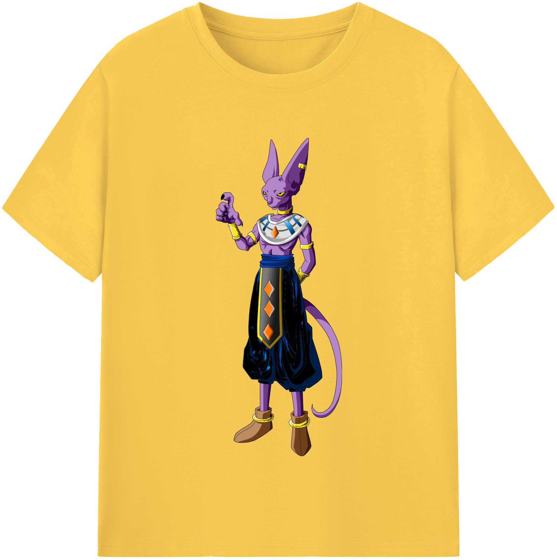 （画像用） ドラゴンボール ビルス 破壊神ビルス DRAGON BALL Beerus Birusu 綿100％半袖Tシャツ（フロントプリント）