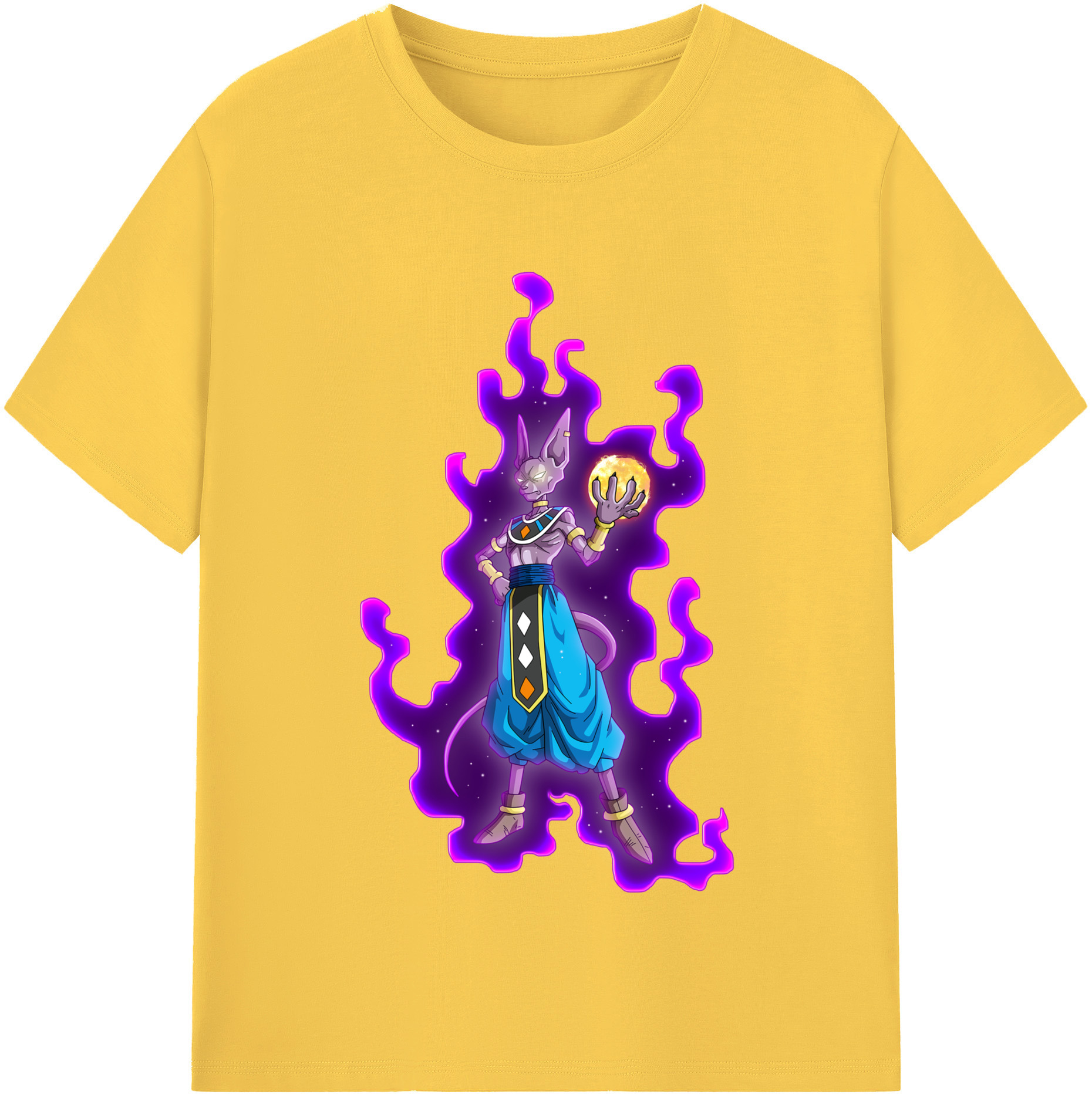 （画像用） ドラゴンボール ビルス 破壊神ビルス DRAGON BALL Beerus Birusu 綿100％半袖Tシャツ（フロントプリント）