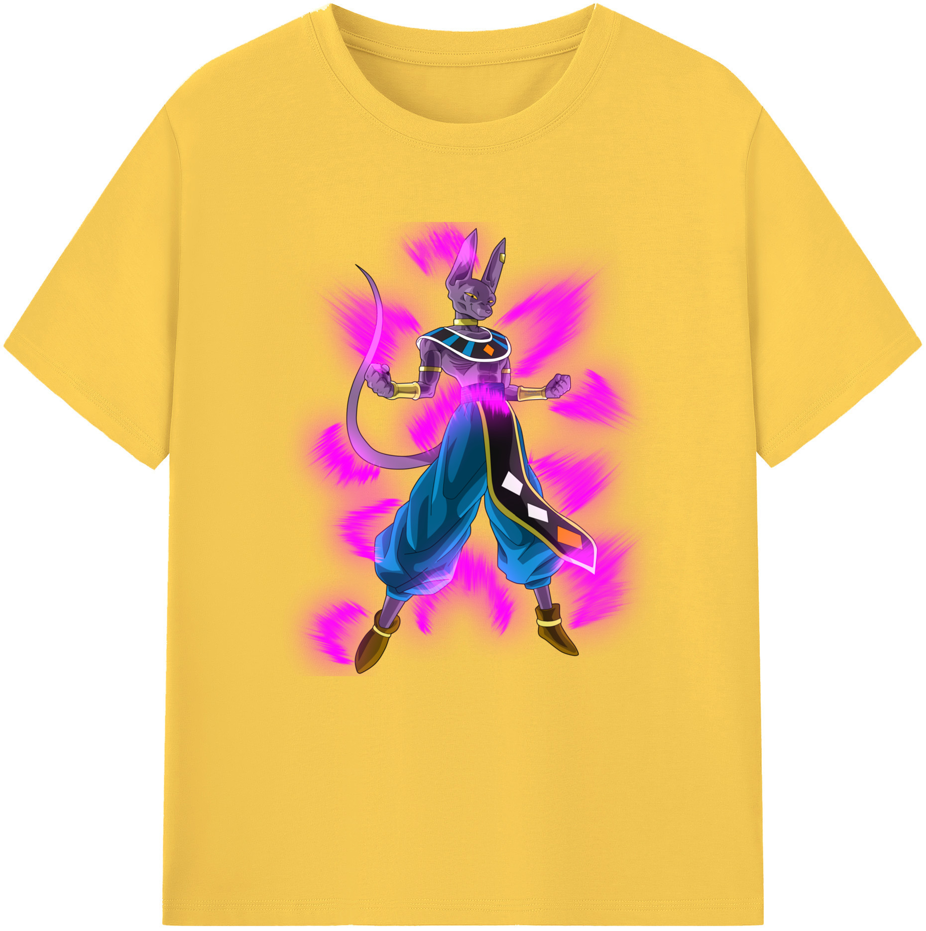 （画像用） ドラゴンボール ビルス 破壊神ビルス DRAGON BALL Beerus Birusu 綿100％半袖Tシャツ（フロントプリント）