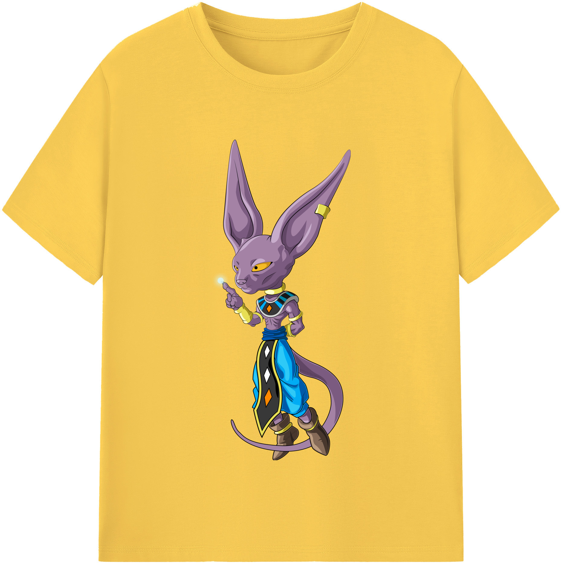 （画像用） ドラゴンボール ビルス 破壊神ビルス DRAGON BALL Beerus Birusu 綿100％半袖Tシャツ（フロントプリント）