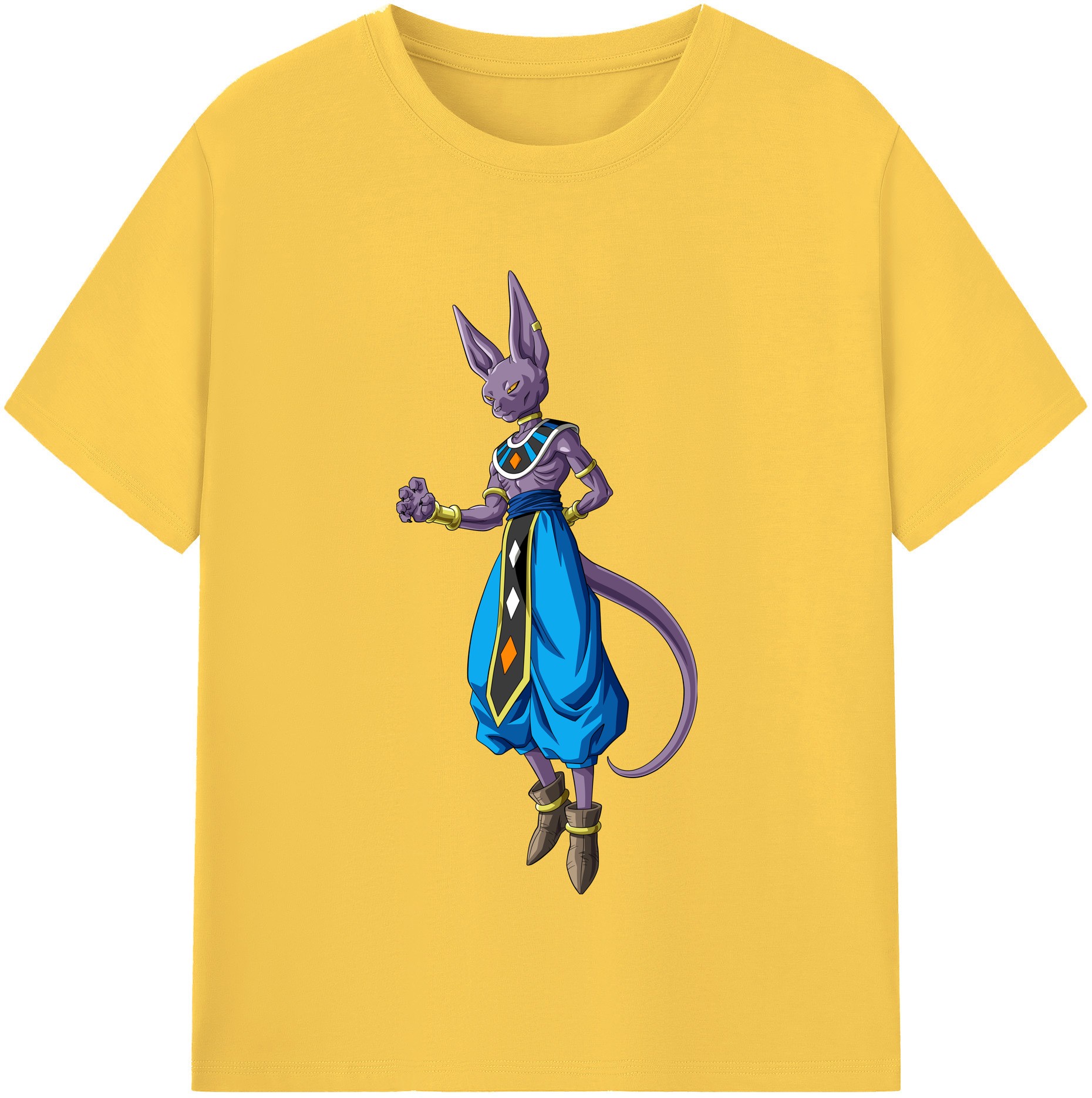 （画像用） ドラゴンボール ビルス 破壊神ビルス DRAGON BALL Beerus Birusu 綿100％半袖Tシャツ（フロントプリント）