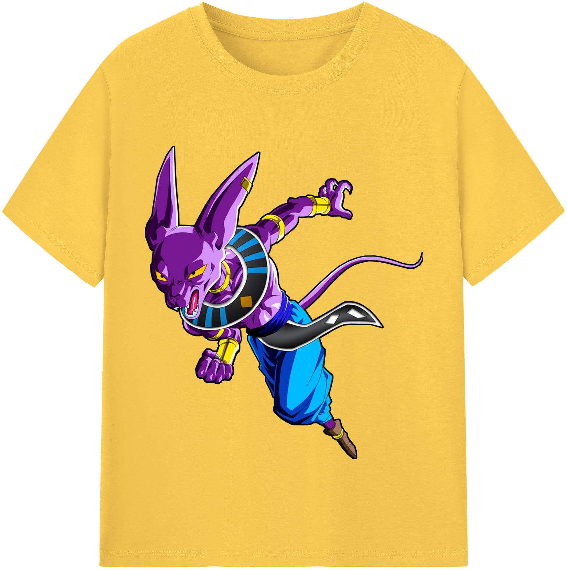 （画像用） ドラゴンボール ビルス 破壊神ビルス DRAGON BALL Beerus Birusu 綿100％半袖Tシャツ（フロントプリント）