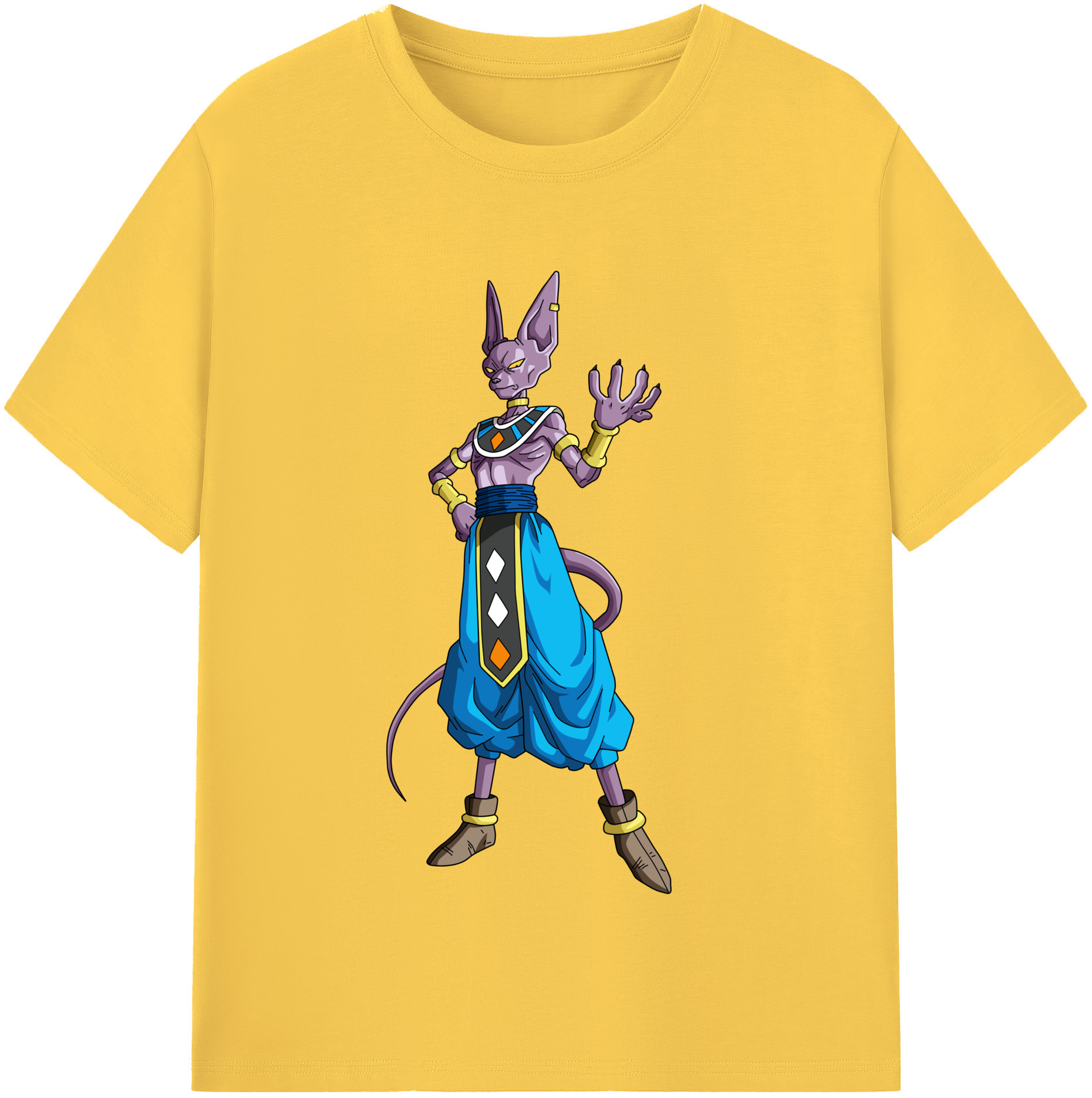 （画像用） ドラゴンボール ビルス 破壊神ビルス DRAGON BALL Beerus Birusu 綿100％半袖Tシャツ（フロントプリント）