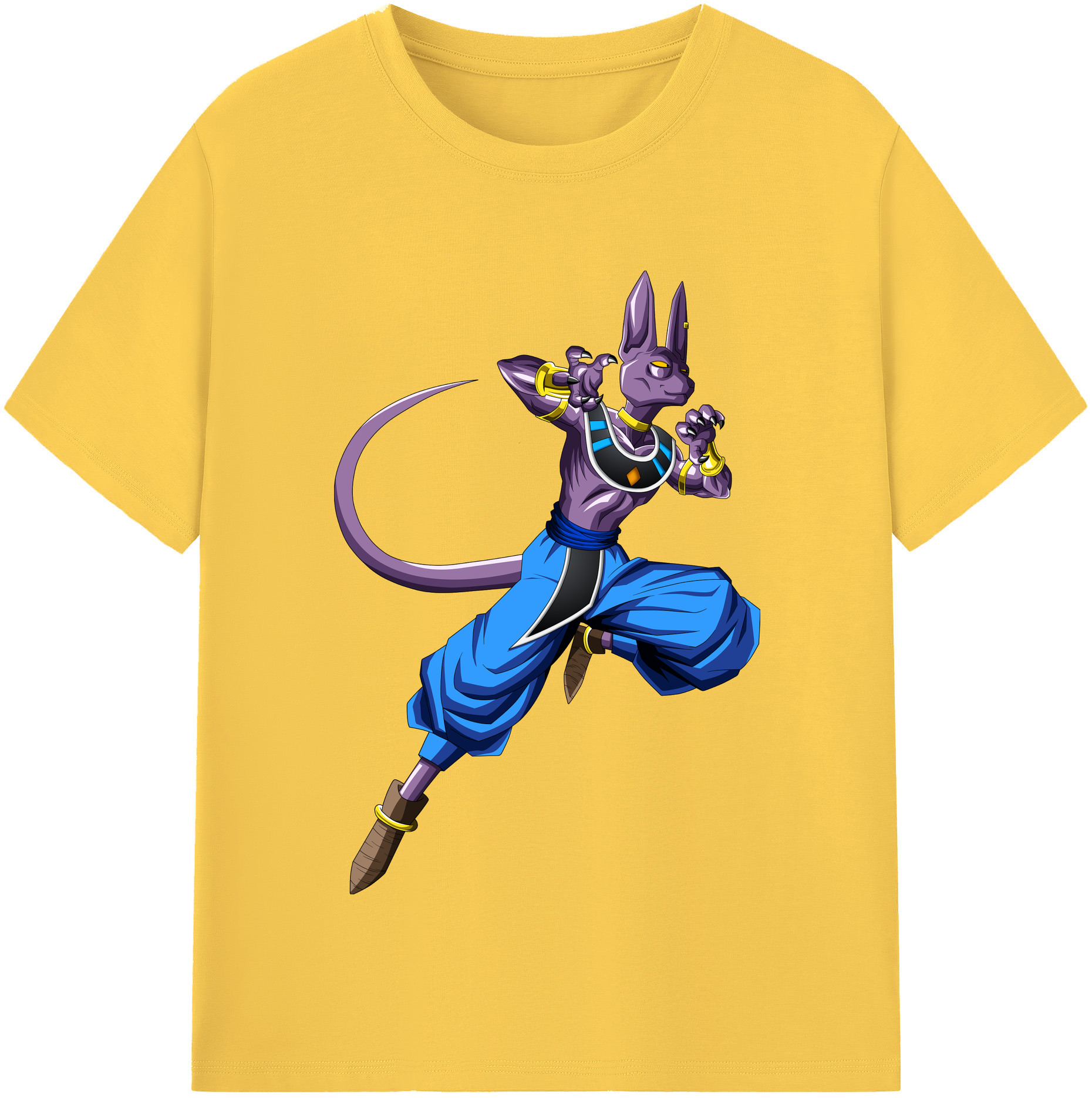 （画像用） ドラゴンボール ビルス 破壊神ビルス DRAGON BALL Beerus Birusu 綿100％半袖Tシャツ（フロントプリント）