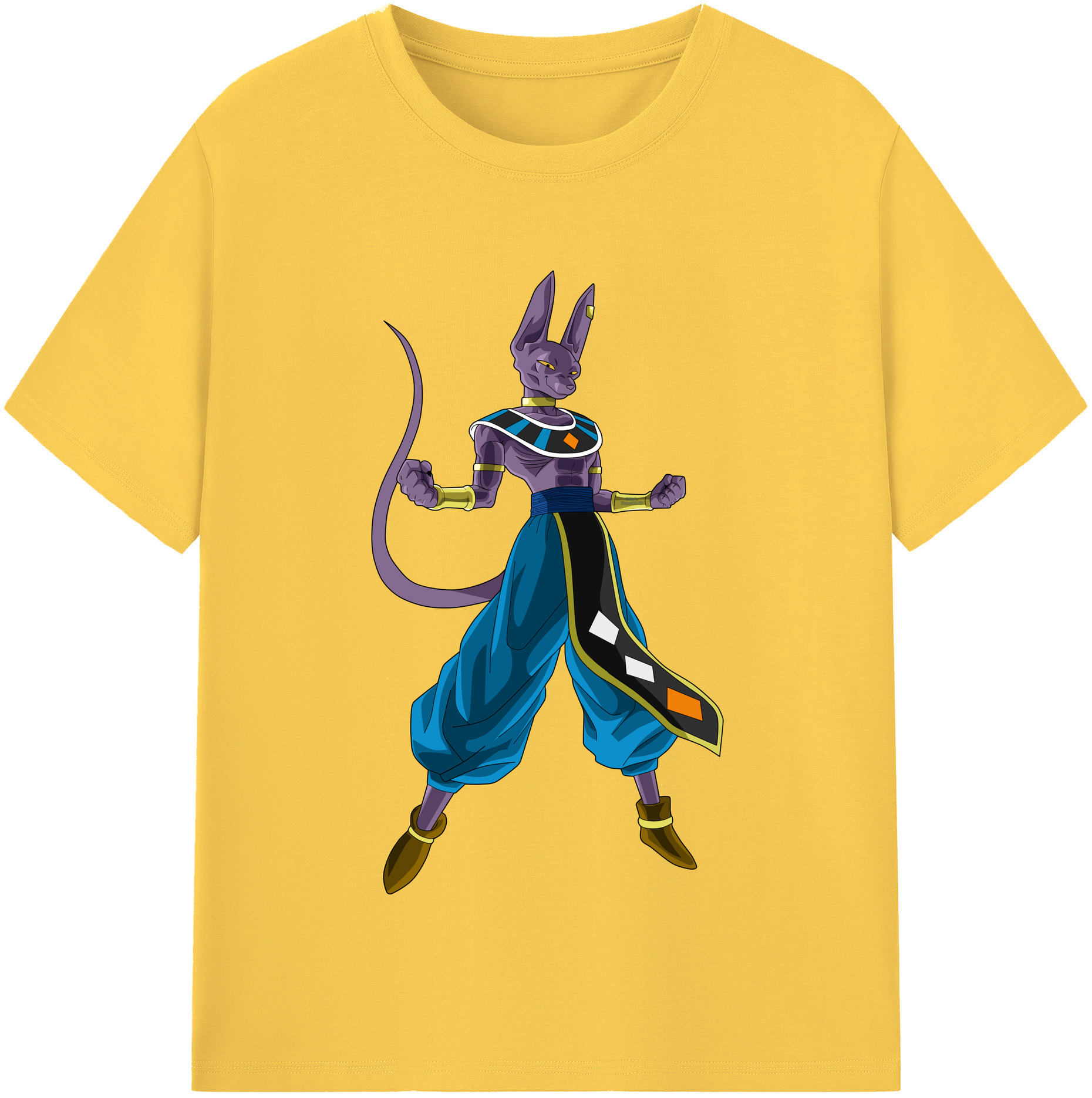 （画像用） ドラゴンボール ビルス 破壊神ビルス DRAGON BALL Beerus Birusu 綿100％半袖Tシャツ（フロントプリント）