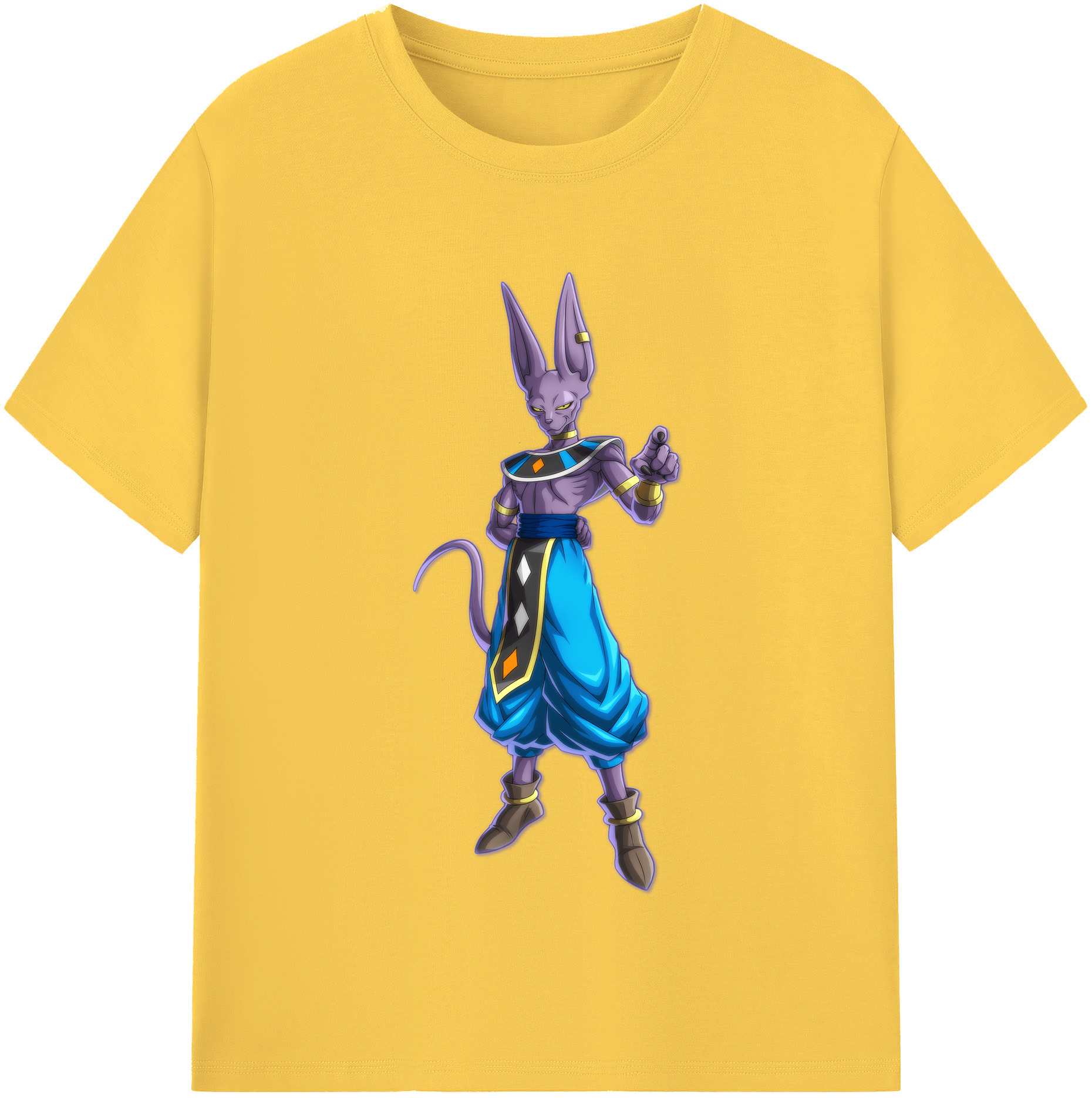 （画像用） ドラゴンボール ビルス 破壊神ビルス DRAGON BALL Beerus Birusu 綿100％半袖Tシャツ（フロントプリント）