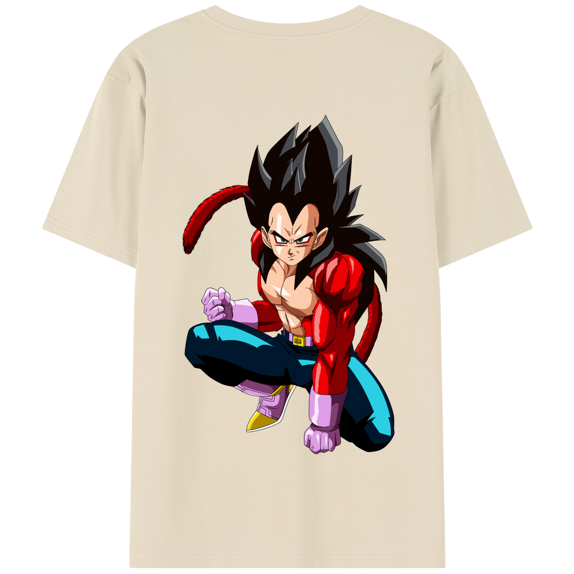（画像用） ドラゴンボール ベジータ四世（Bejīta Yonsei）DRAGON BALL Vegeta IV 綿100％半袖Tシャツ（背面プリント）