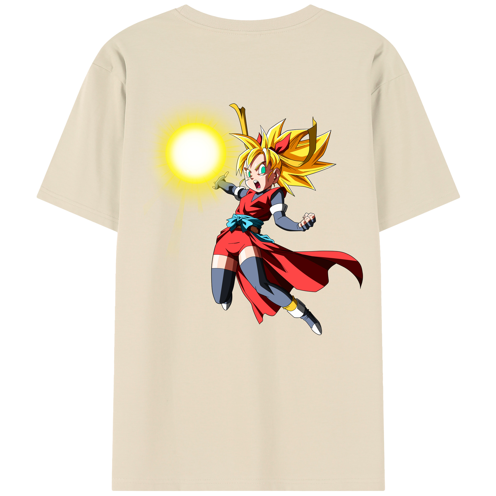 （画像用） ドラゴンボール カリフラ DRAGON BALL Caulifla 綿100％半袖Tシャツ（背面プリント）