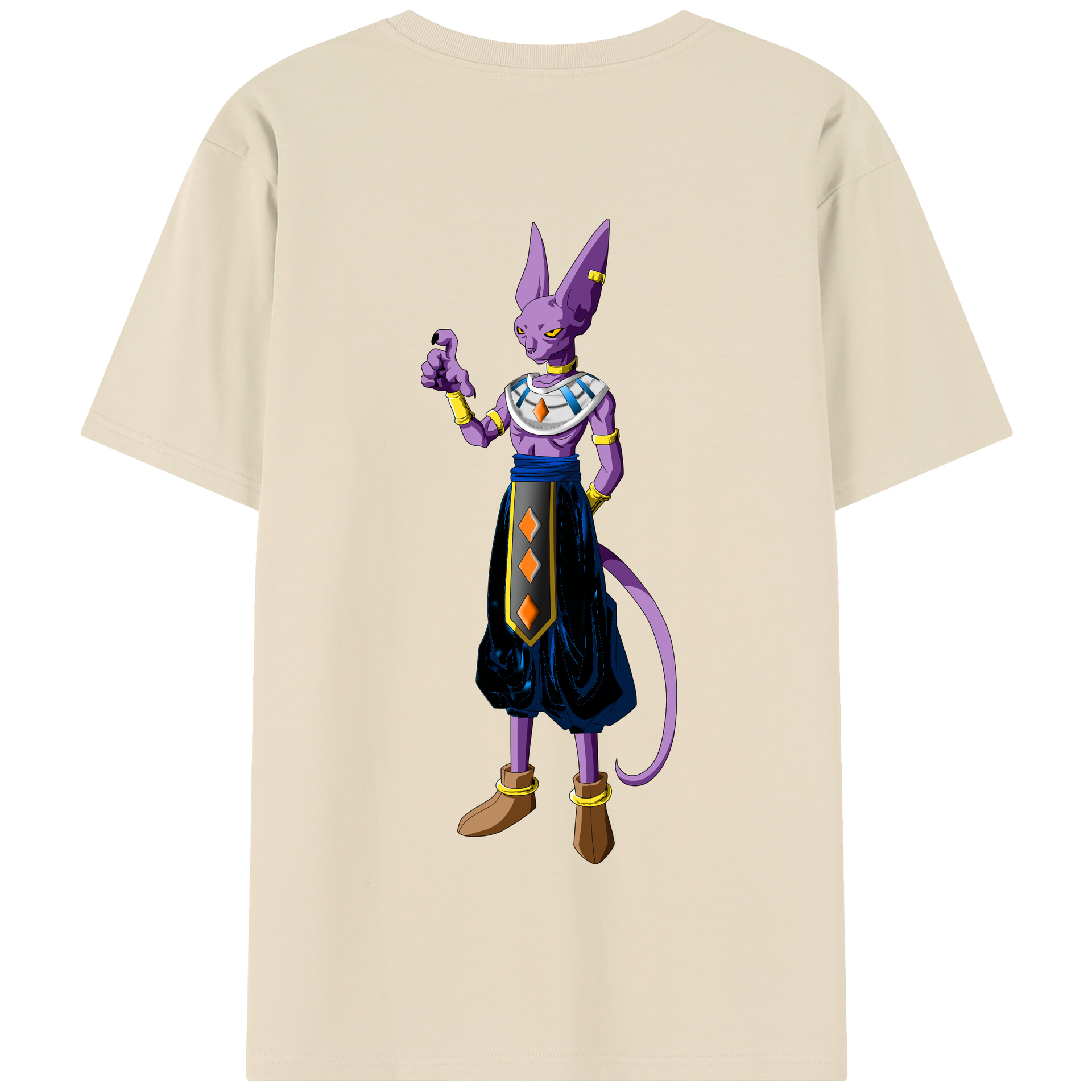 （画像用） ドラゴンボール ビルス 破壊神ビルス DRAGON BALL Beerus Birusu 綿100％半袖Tシャツ（背面プリント）