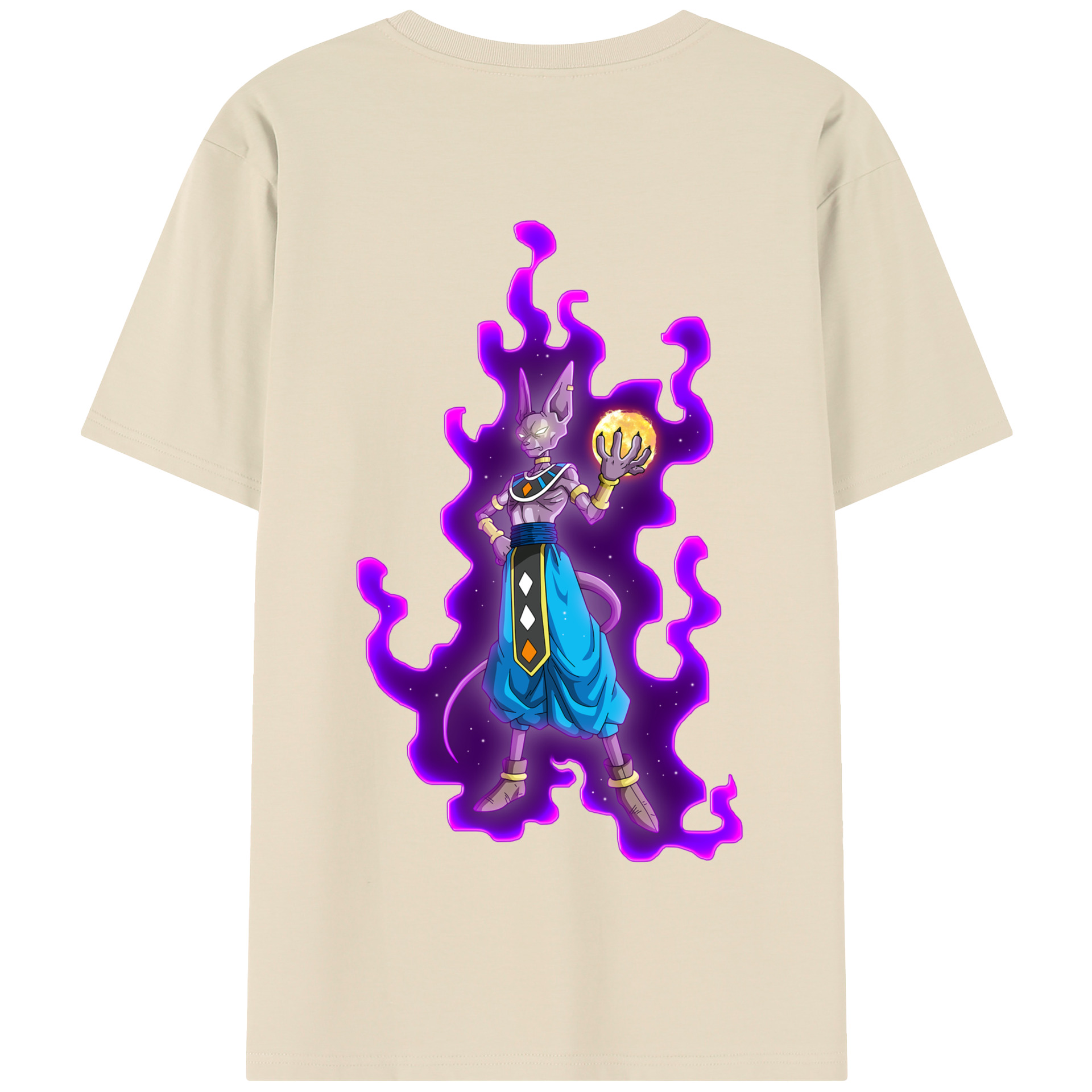 （画像用） ドラゴンボール ビルス 破壊神ビルス DRAGON BALL Beerus Birusu 綿100％半袖Tシャツ（背面プリント）