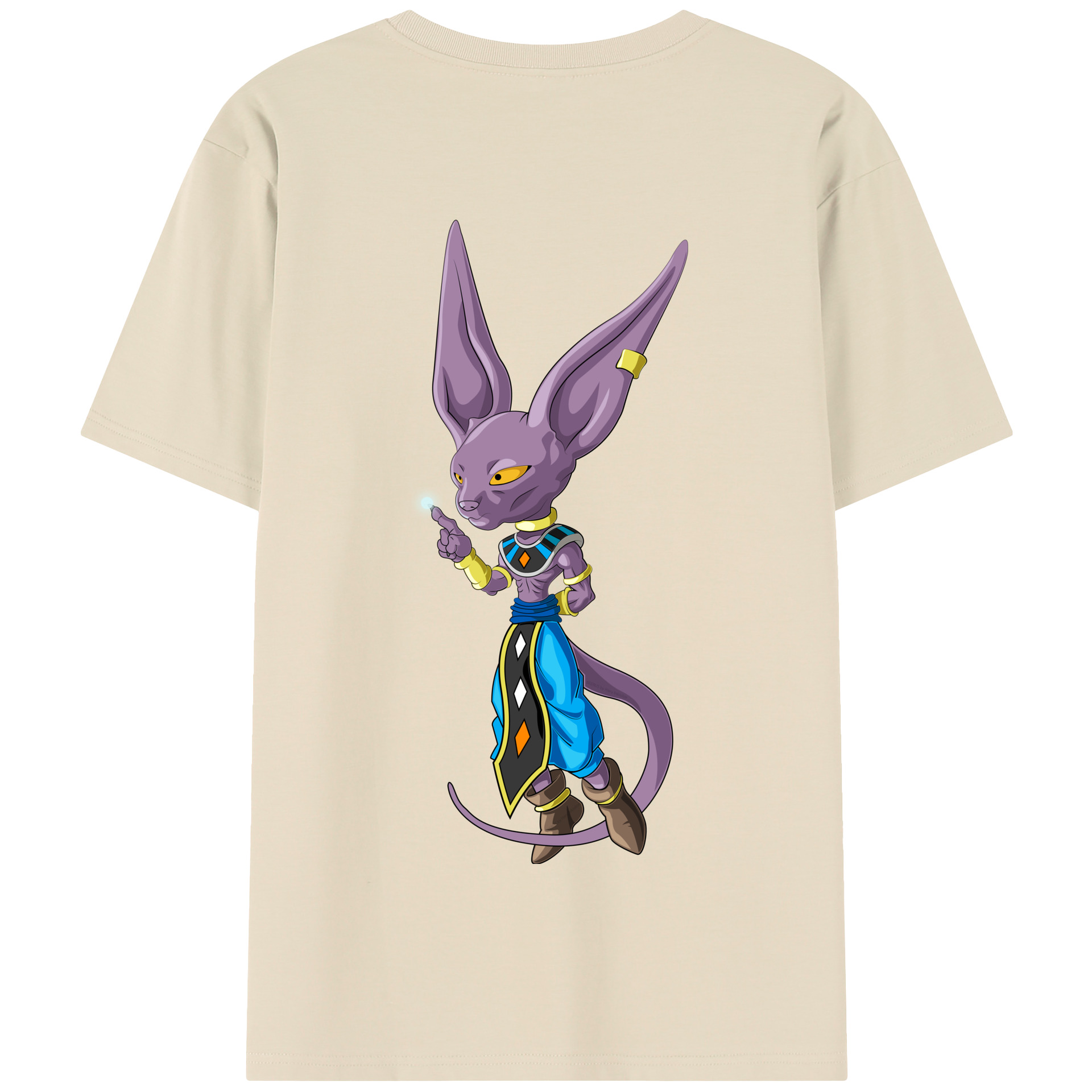 （画像用） ドラゴンボール ビルス 破壊神ビルス DRAGON BALL Beerus Birusu 綿100％半袖Tシャツ（背面プリント）