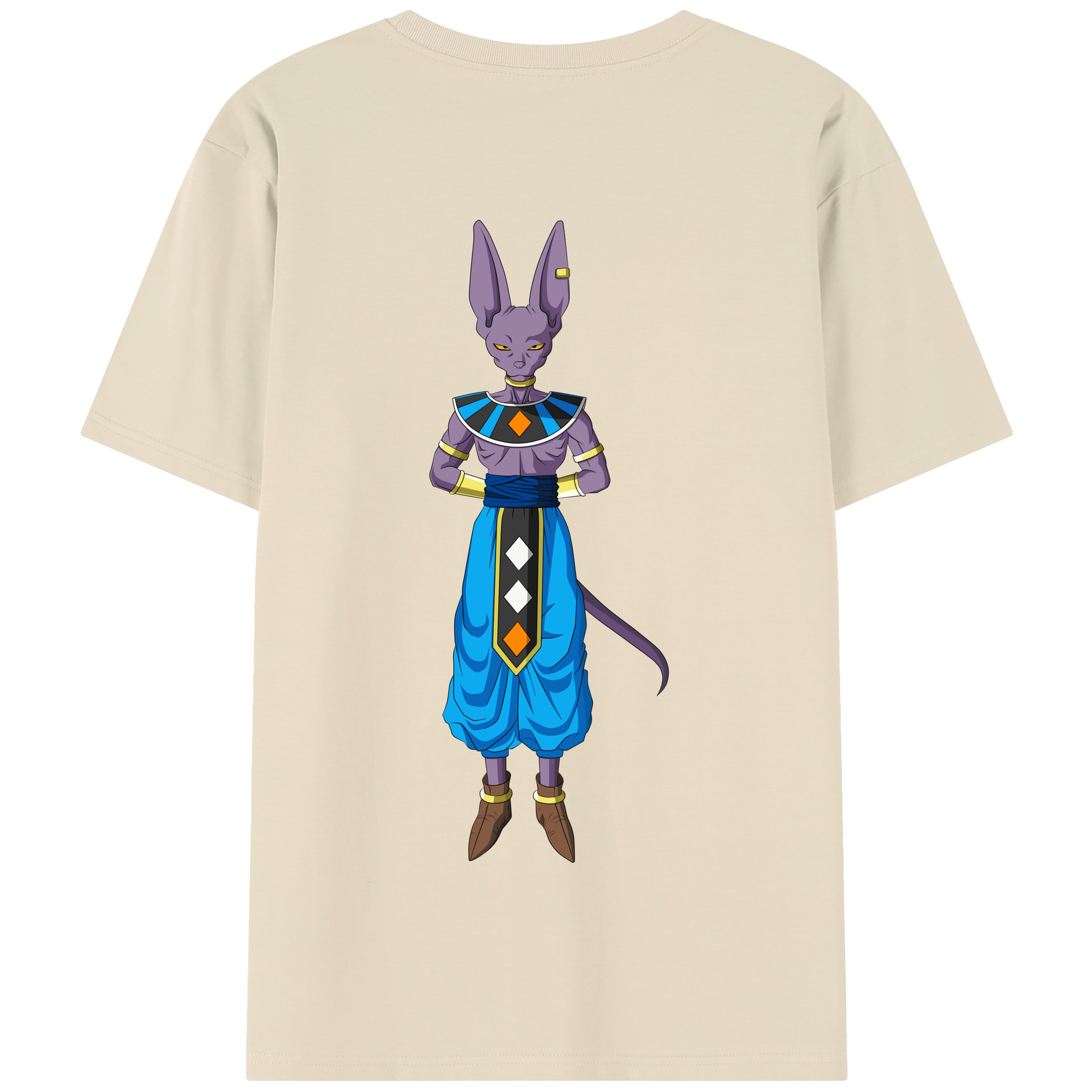 （画像用） ドラゴンボール ビルス 破壊神ビルス DRAGON BALL Beerus Birusu 綿100％半袖Tシャツ（背面プリント）