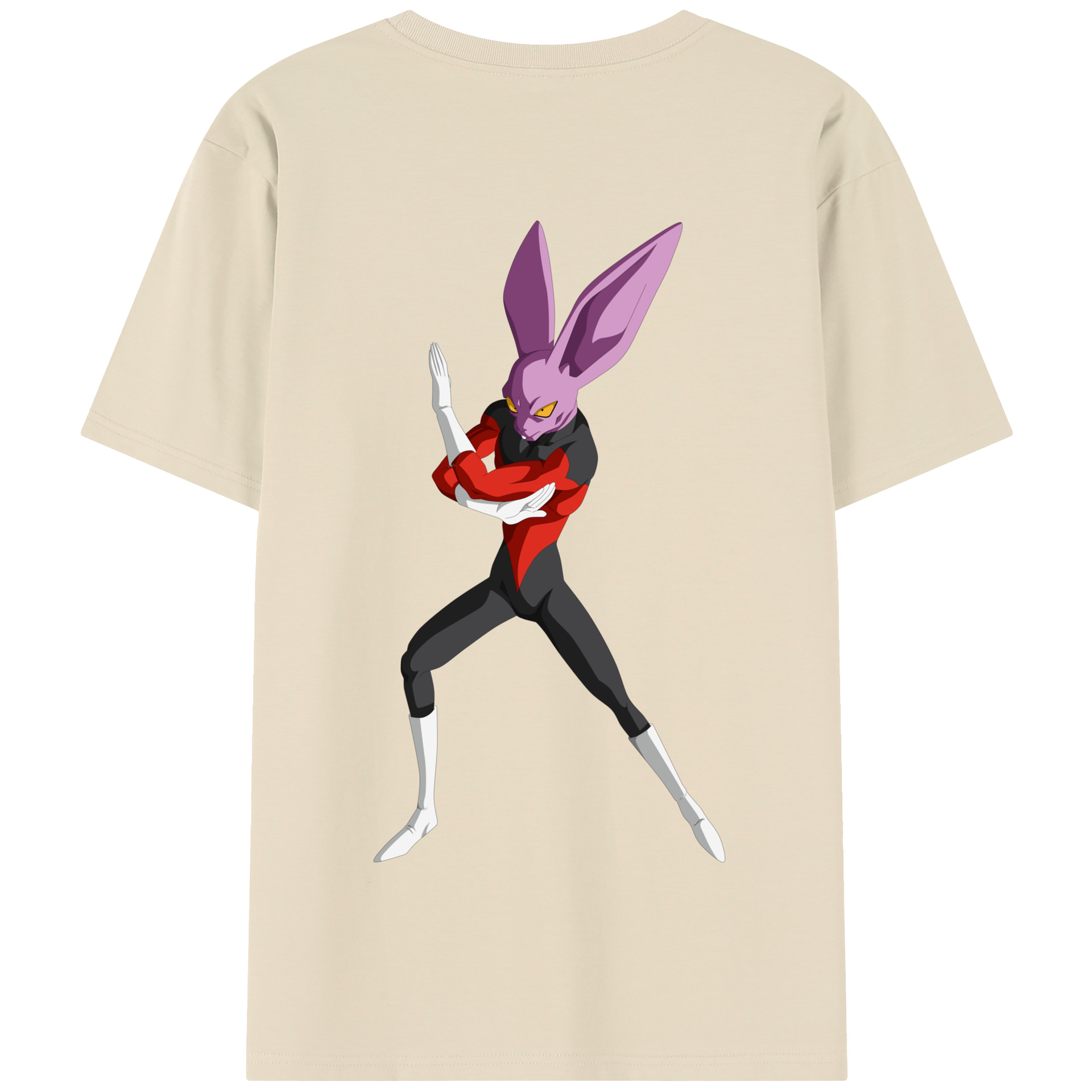 （画像用） ドラゴンボール ビルス 破壊神ビルス DRAGON BALL Beerus Birusu 綿100％半袖Tシャツ（背面プリント）