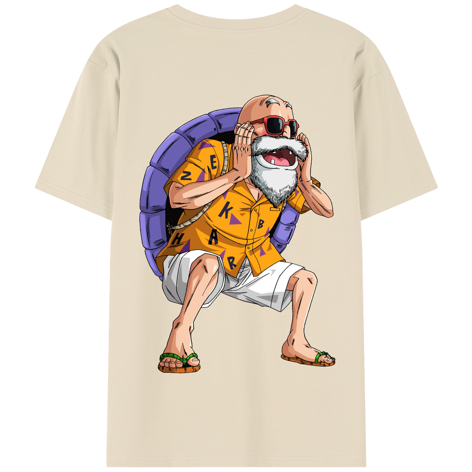 （画像用） ドラゴンボール 亀仙人（かめせんにん） DRAGON BALL Master Roshi Kame Sennin 綿100％半袖Tシャツ（背面プリント）