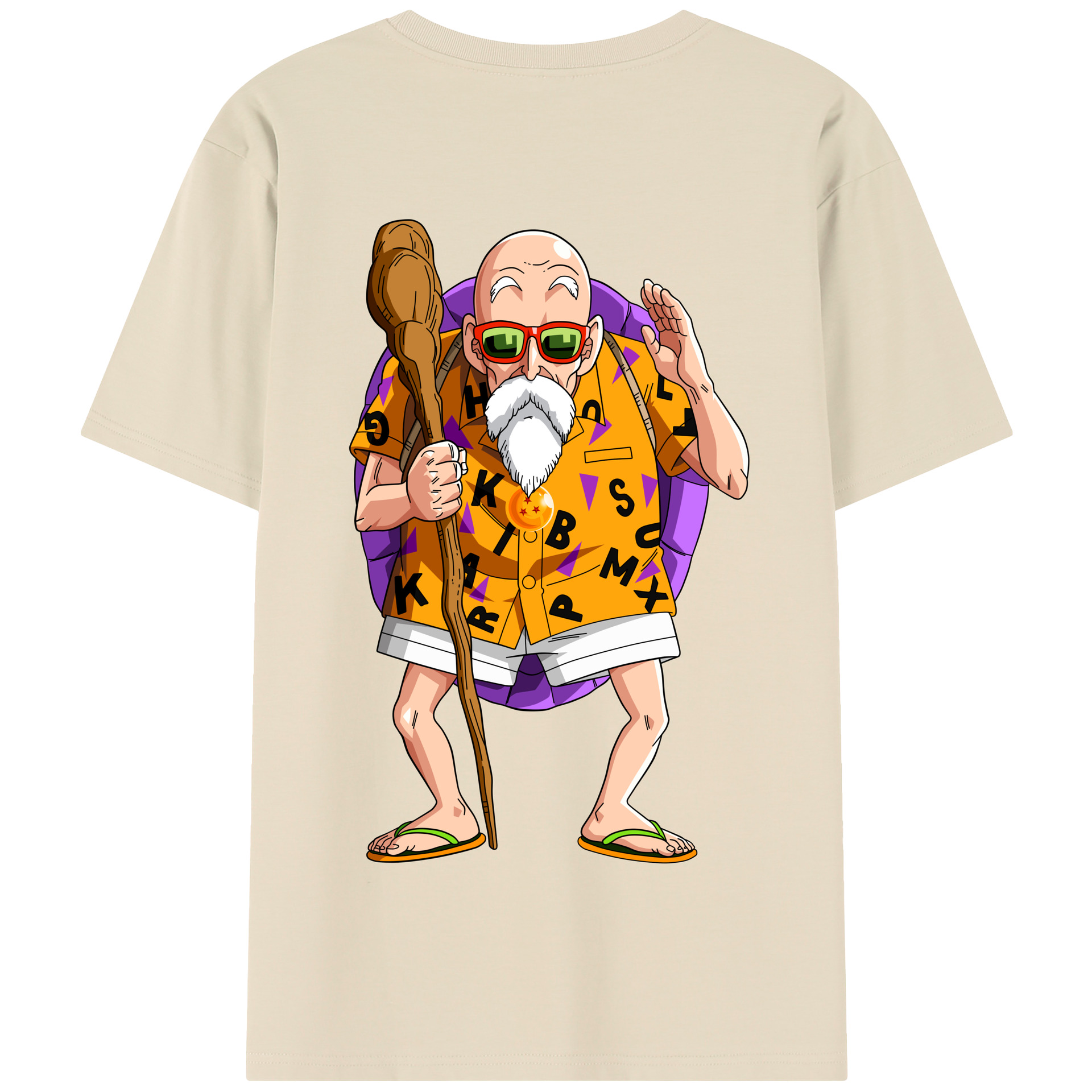 （画像用） ドラゴンボール 亀仙人（かめせんにん） DRAGON BALL Master Roshi Kame Sennin 綿100％半袖Tシャツ（背面プリント）