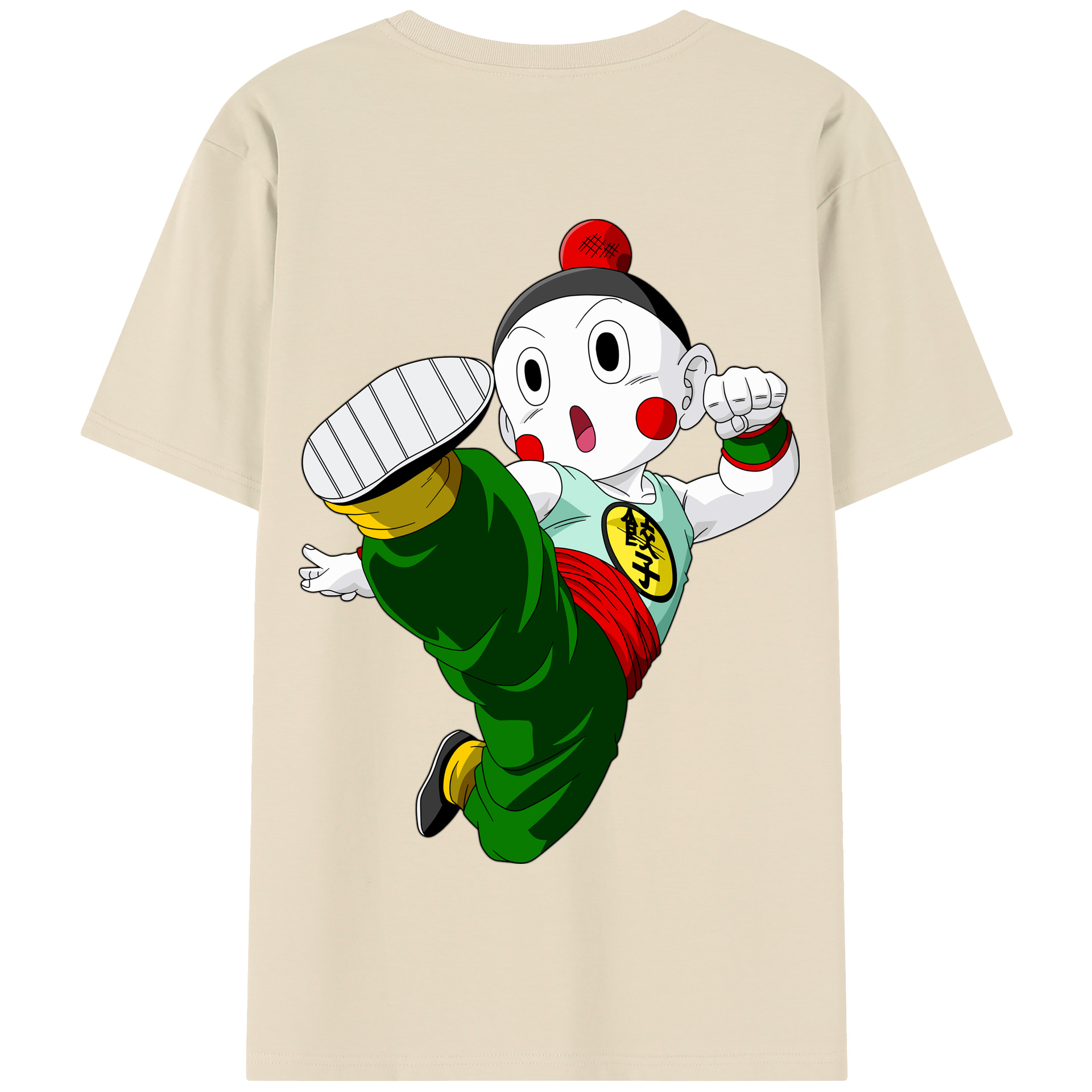 （画像用） ドラゴンボール 餃子（チャオズ）DRAGON BALL Chaoz 綿100％半袖Tシャツ（背面プリント）