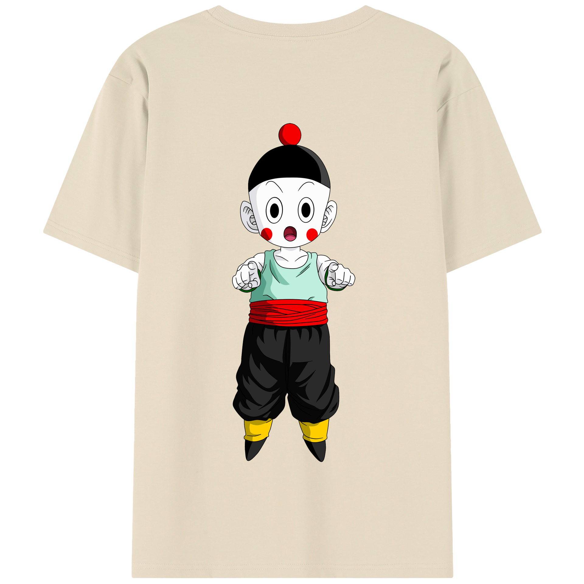 （画像用） ドラゴンボール 餃子（チャオズ）DRAGON BALL Chaoz 綿100％半袖Tシャツ（背面プリント）