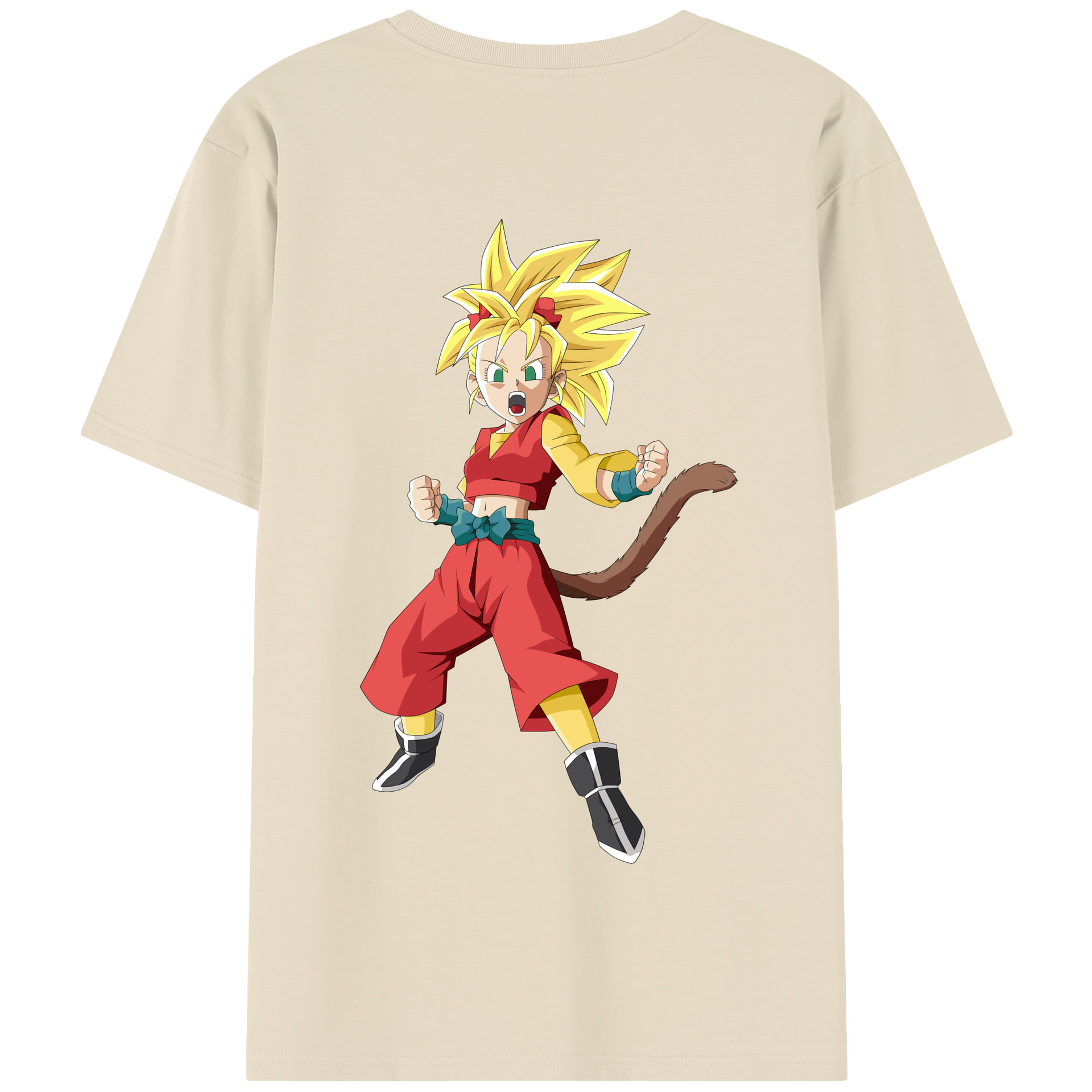 （画像用） ドラゴンボール カリフラ DRAGON BALL Caulifla 綿100％半袖Tシャツ（背面プリント）