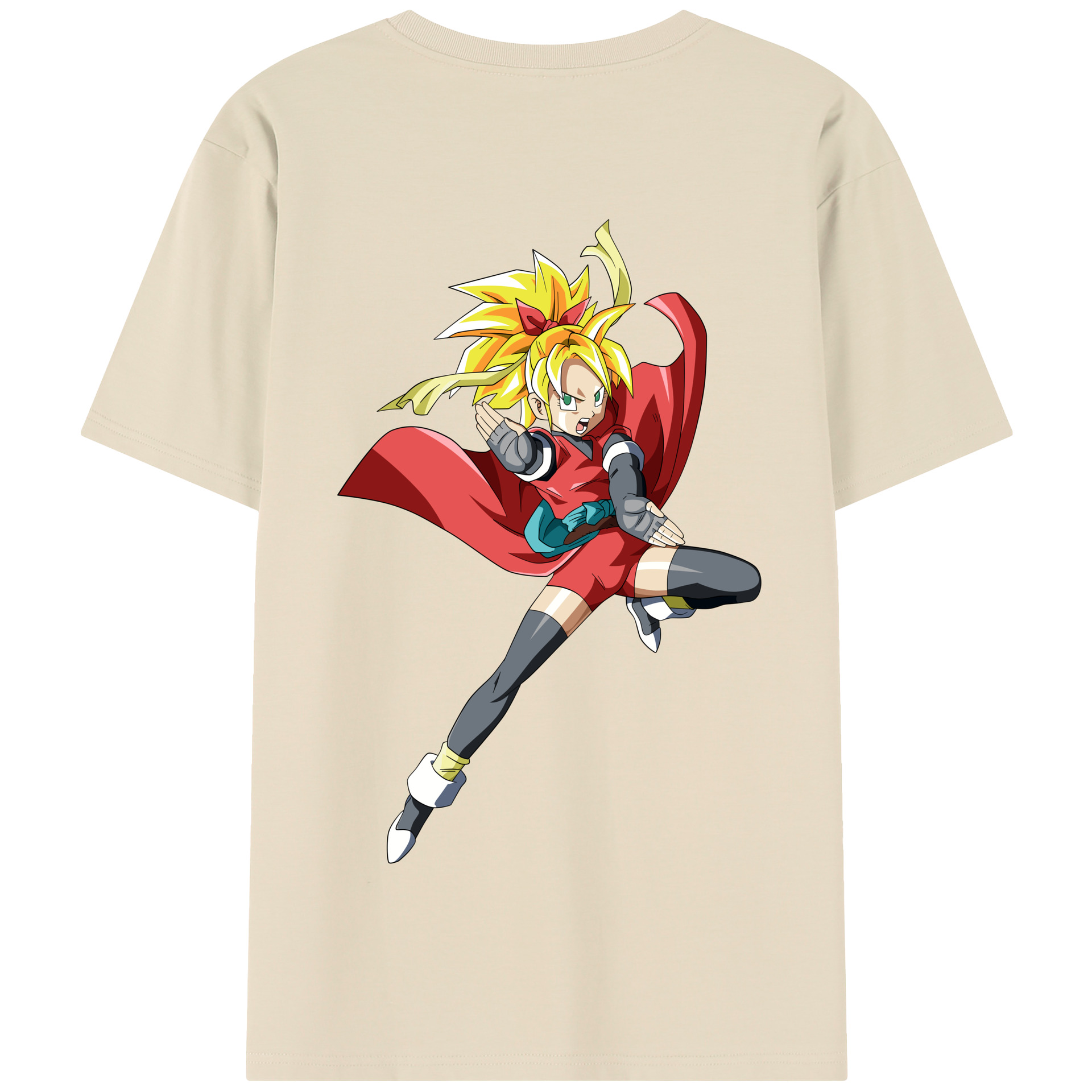 （画像用） ドラゴンボール カリフラ DRAGON BALL Caulifla 綿100％半袖Tシャツ（背面プリント）