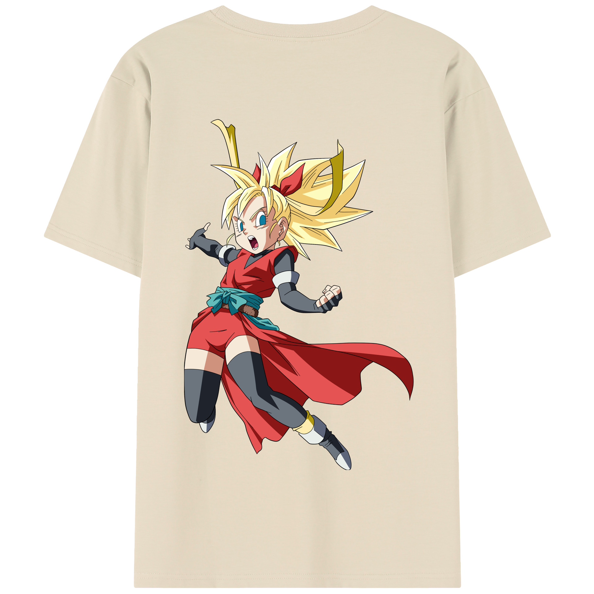 （画像用） ドラゴンボール カリフラ DRAGON BALL Caulifla 綿100％半袖Tシャツ（背面プリント）