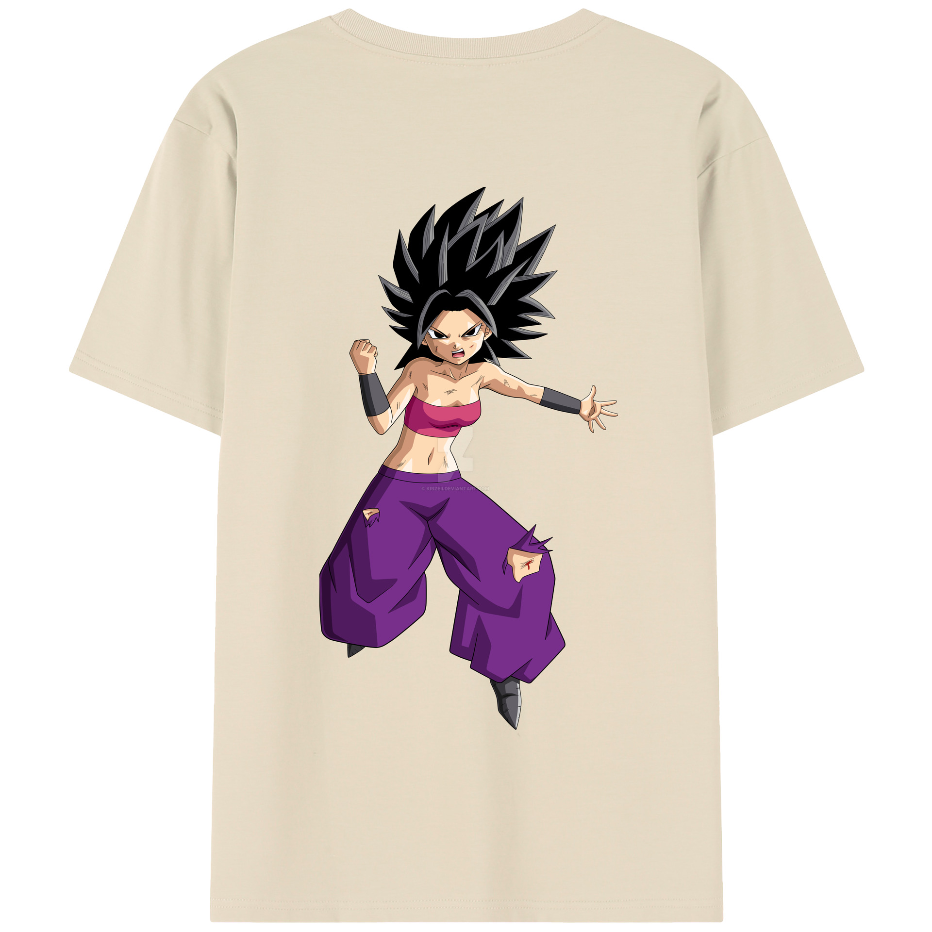 （画像用） ドラゴンボール カリフラ DRAGON BALL Caulifla 綿100％半袖Tシャツ（背面プリント）