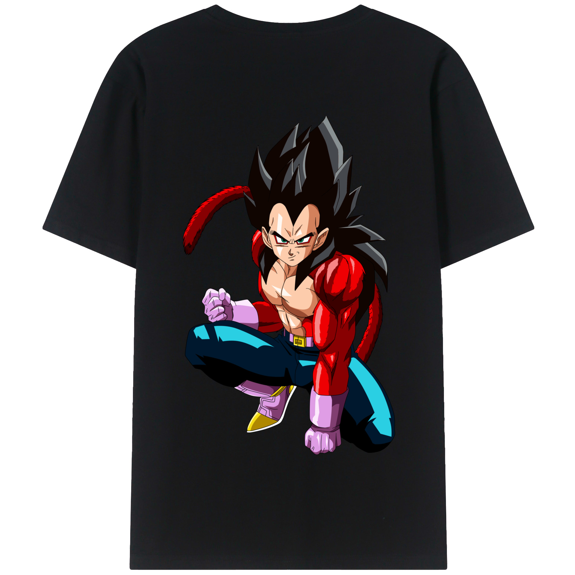 （画像用） ドラゴンボール ベジータ四世（Bejīta Yonsei）DRAGON BALL Vegeta IV 綿100％半袖Tシャツ（背面プリント）