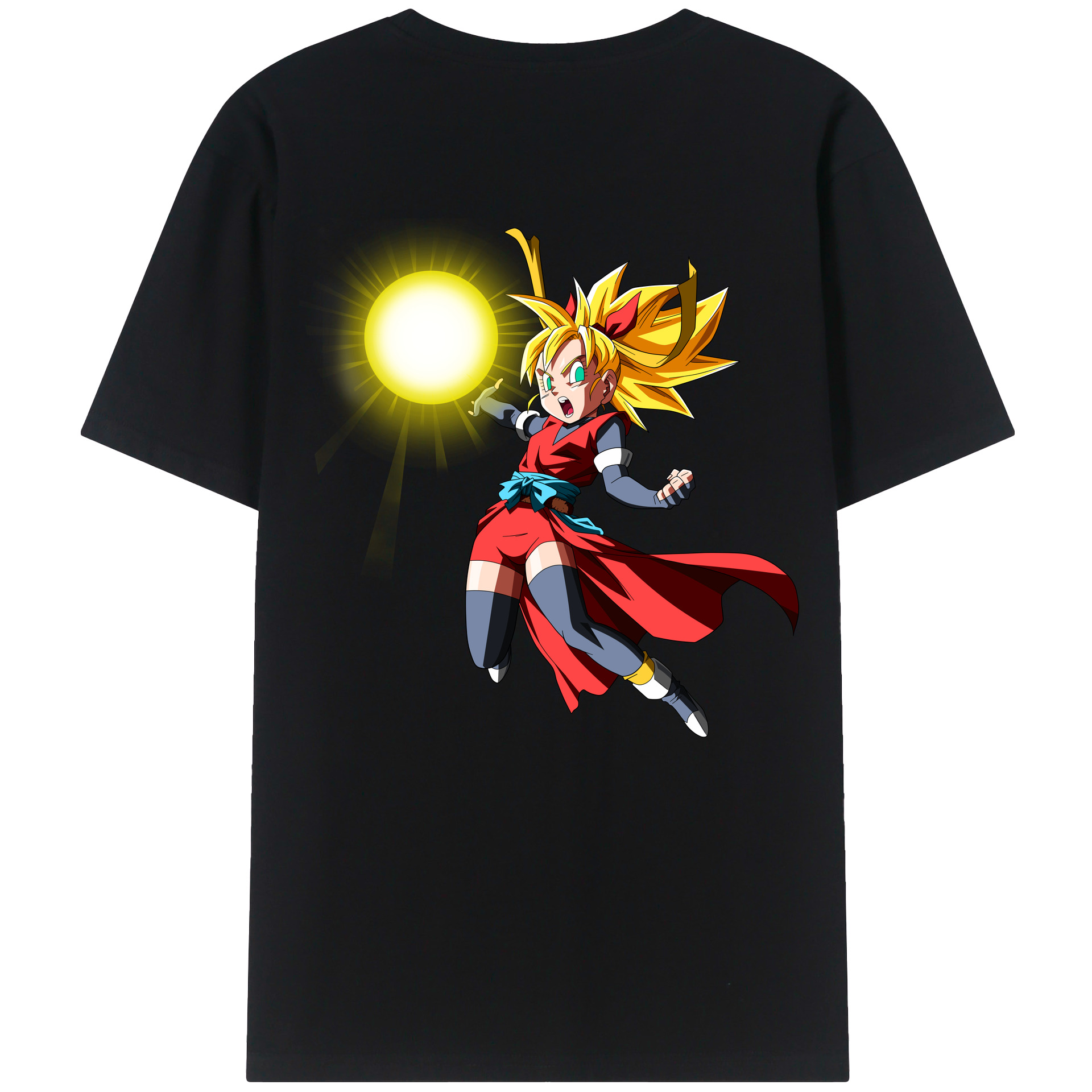 （画像用） ドラゴンボール カリフラ DRAGON BALL Caulifla 綿100％半袖Tシャツ（背面プリント）