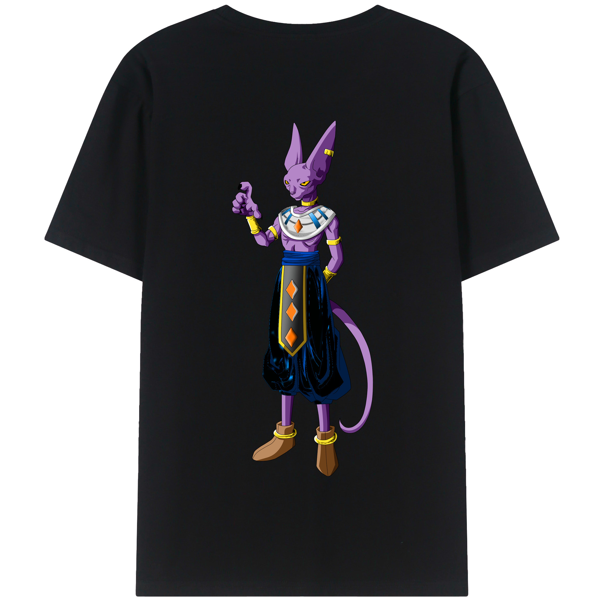 （画像用） ドラゴンボール ビルス 破壊神ビルス DRAGON BALL Beerus Birusu 綿100％半袖Tシャツ（背面プリント）