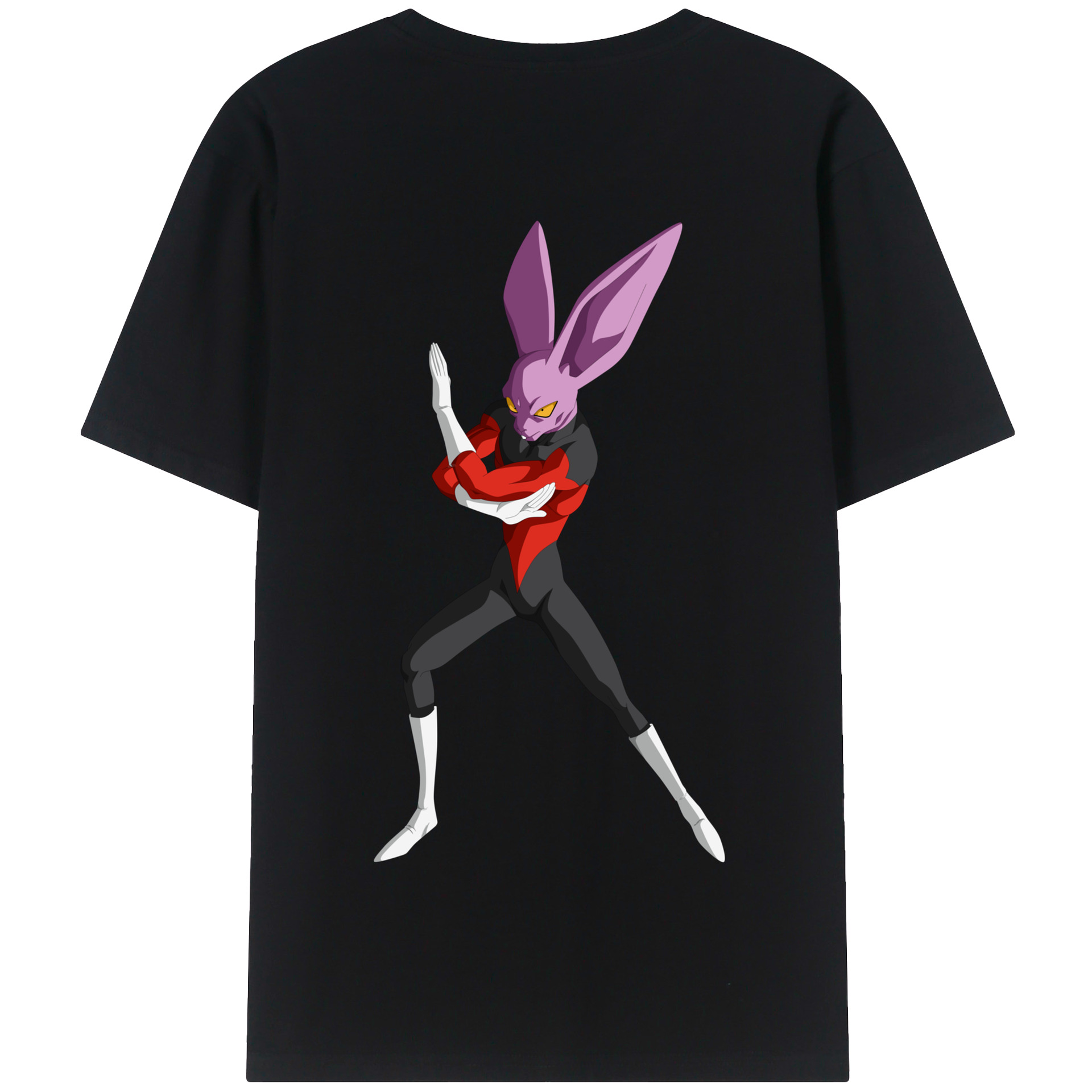（画像用） ドラゴンボール ビルス 破壊神ビルス DRAGON BALL Beerus Birusu 綿100％半袖Tシャツ（背面プリント）