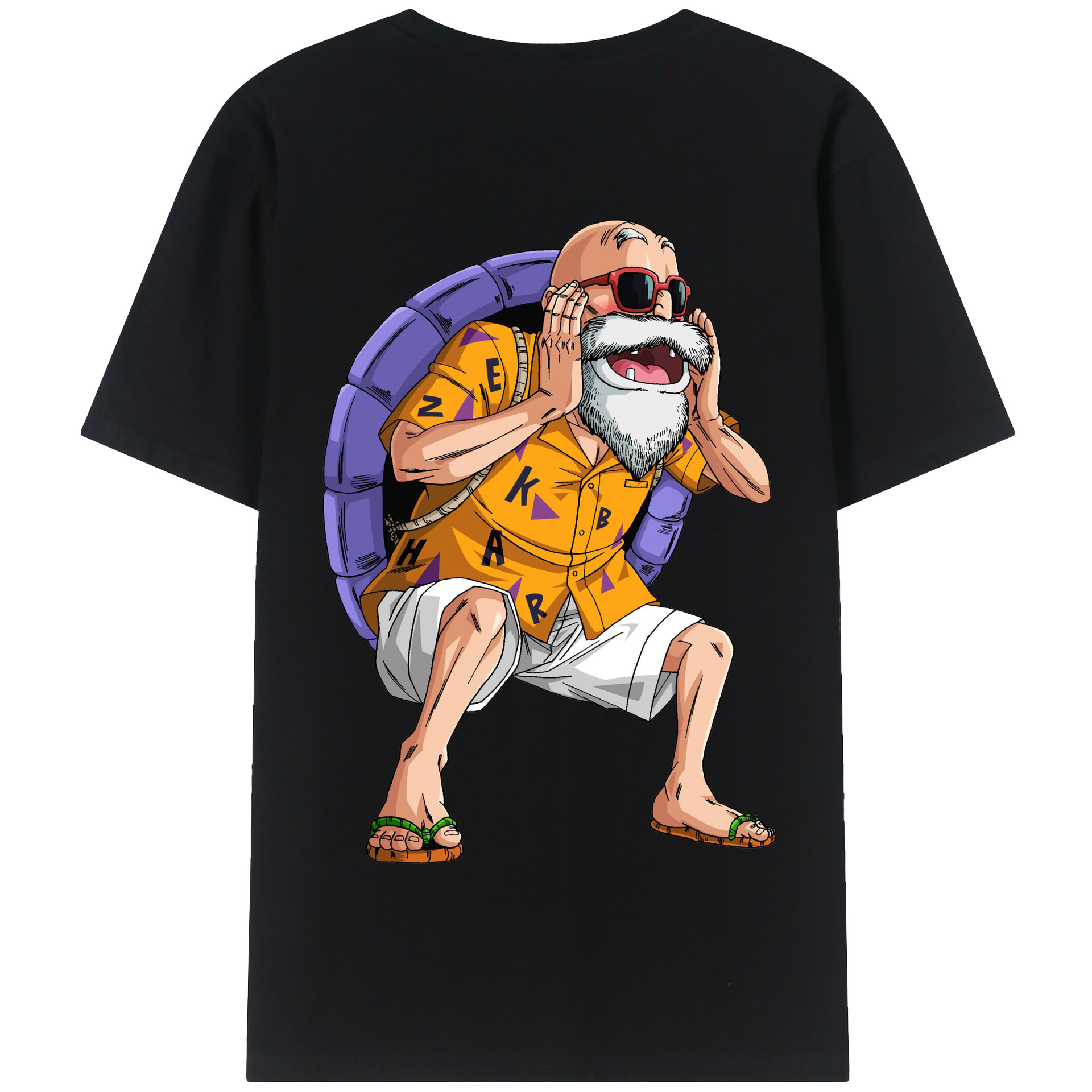 （画像用） ドラゴンボール 亀仙人（かめせんにん） DRAGON BALL Master Roshi Kame Sennin 綿100％半袖Tシャツ（背面プリント）