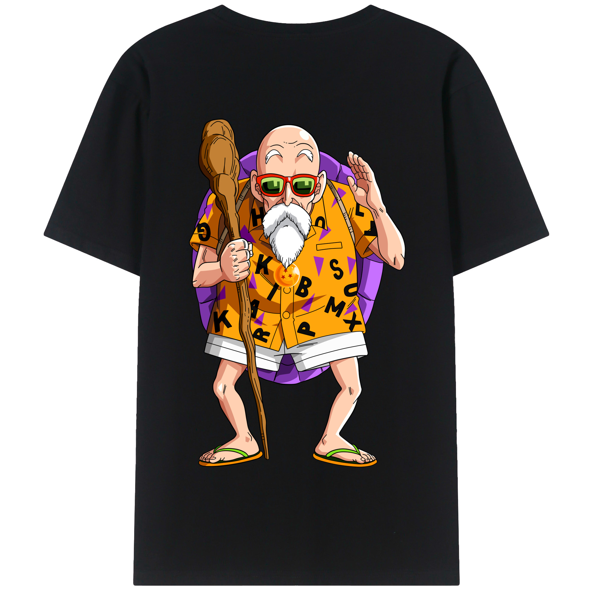 （画像用） ドラゴンボール 亀仙人（かめせんにん） DRAGON BALL Master Roshi Kame Sennin 綿100％半袖Tシャツ（背面プリント）