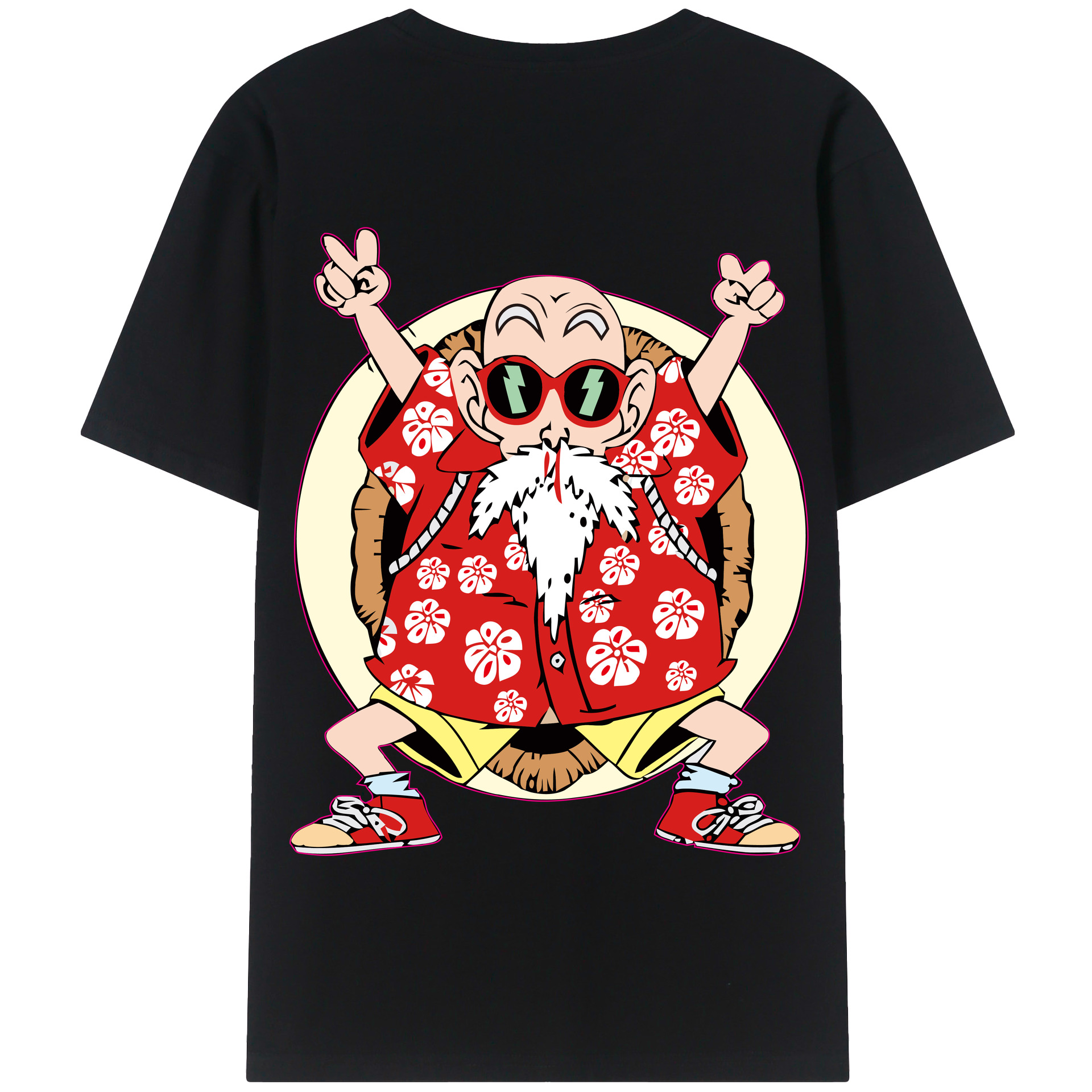 （画像用） ドラゴンボール 亀仙人（かめせんにん） DRAGON BALL Master Roshi Kame Sennin 綿100％半袖Tシャツ（背面プリント）