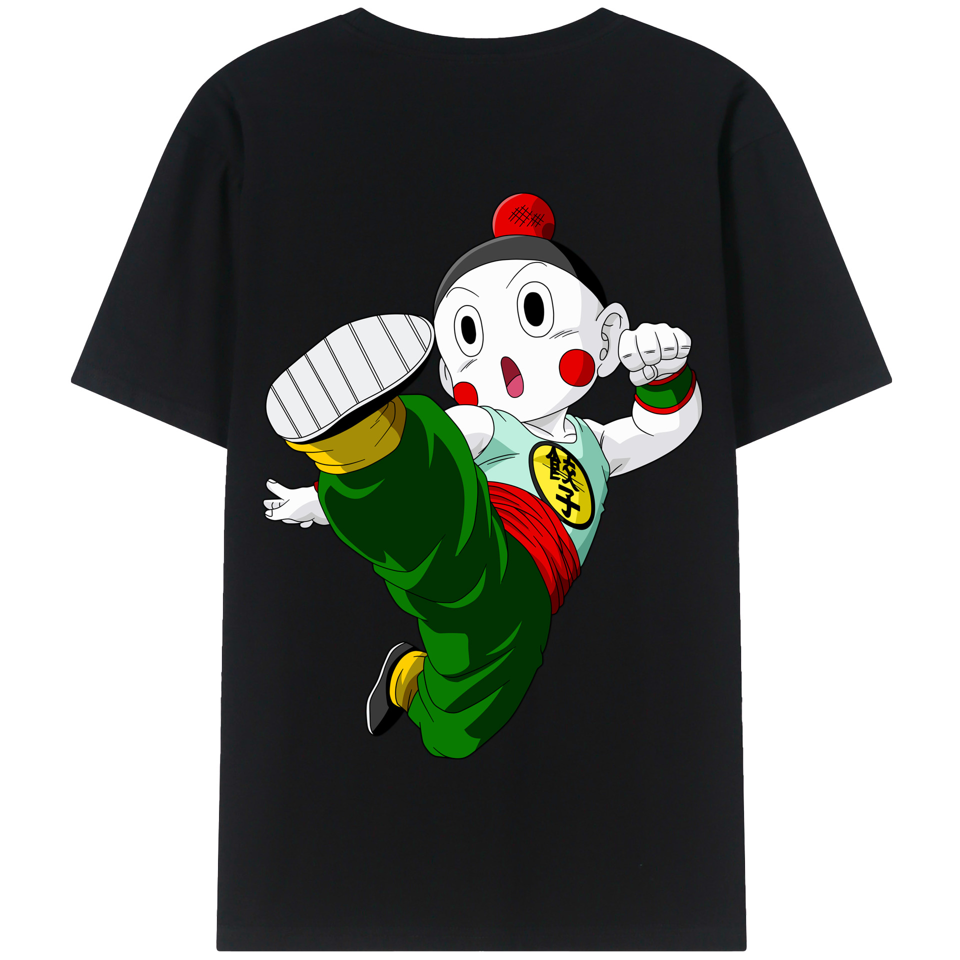（画像用） ドラゴンボール 餃子（チャオズ）DRAGON BALL Chaoz 綿100％半袖Tシャツ（背面プリント）