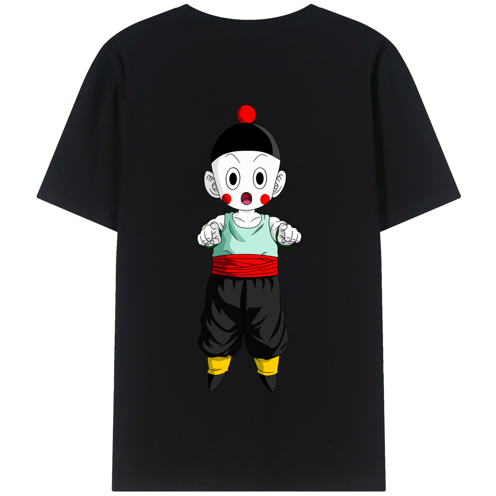 （画像用） ドラゴンボール 餃子（チャオズ）DRAGON BALL Chaoz 綿100％半袖Tシャツ（背面プリント）