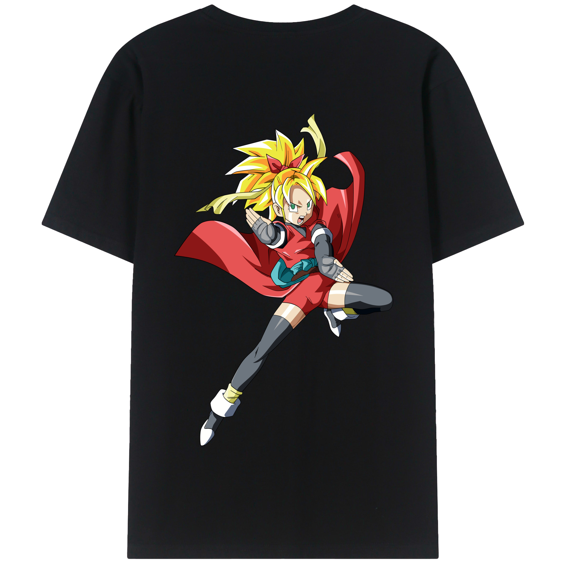 （画像用） ドラゴンボール カリフラ DRAGON BALL Caulifla 綿100％半袖Tシャツ（背面プリント）