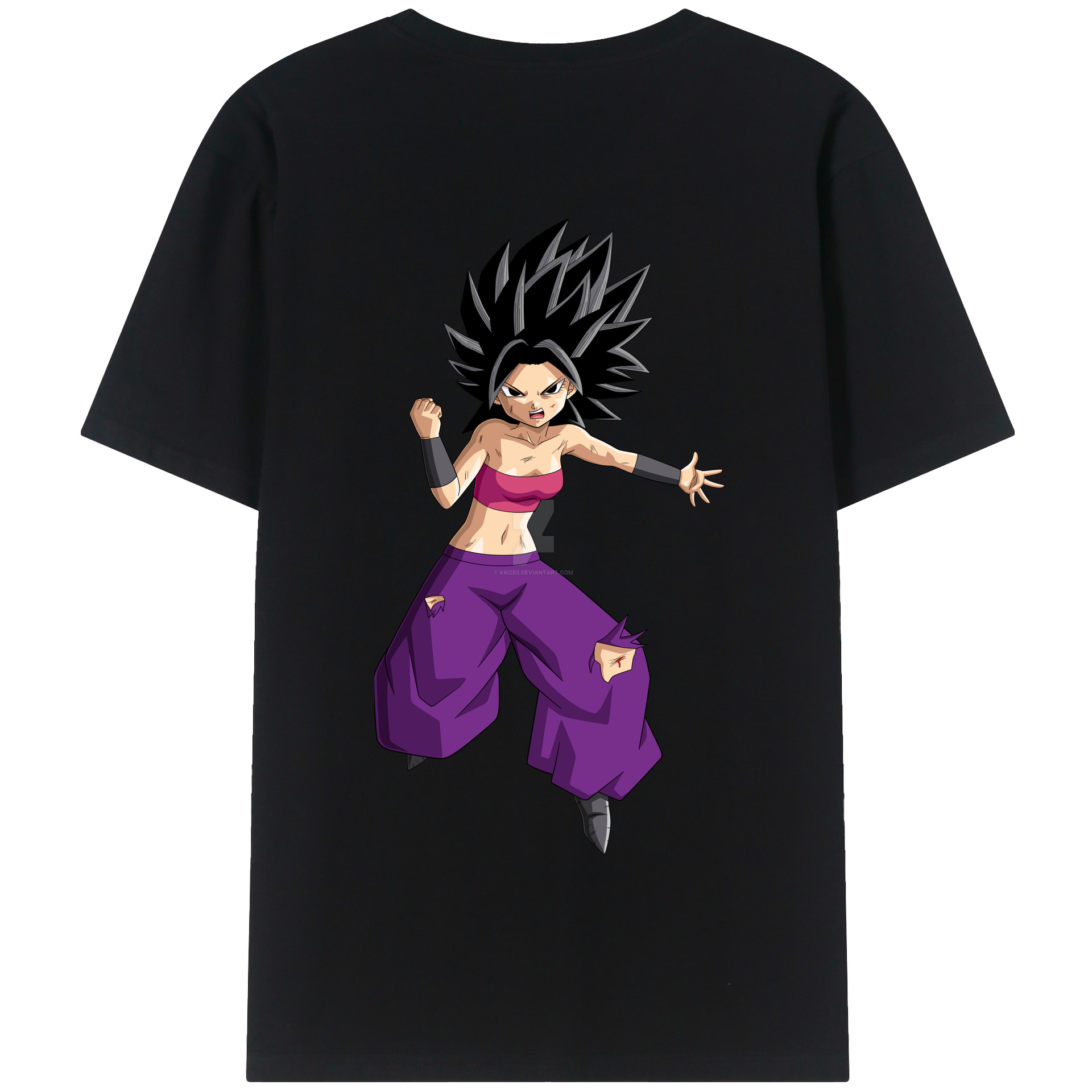 （画像用） ドラゴンボール カリフラ DRAGON BALL Caulifla 綿100％半袖Tシャツ（背面プリント）