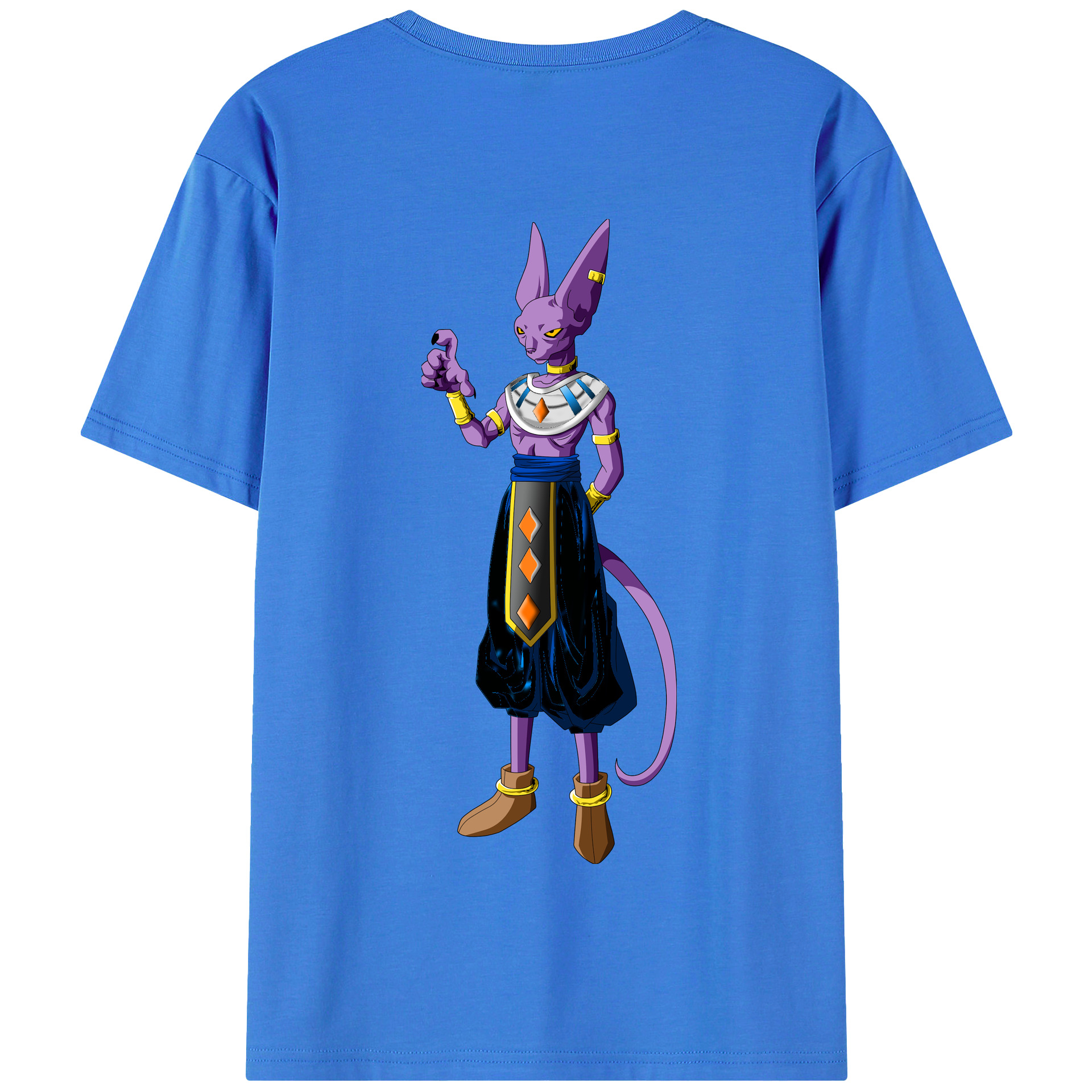 （画像用） ドラゴンボール ビルス 破壊神ビルス DRAGON BALL Beerus Birusu 綿100％半袖Tシャツ（背面プリント）