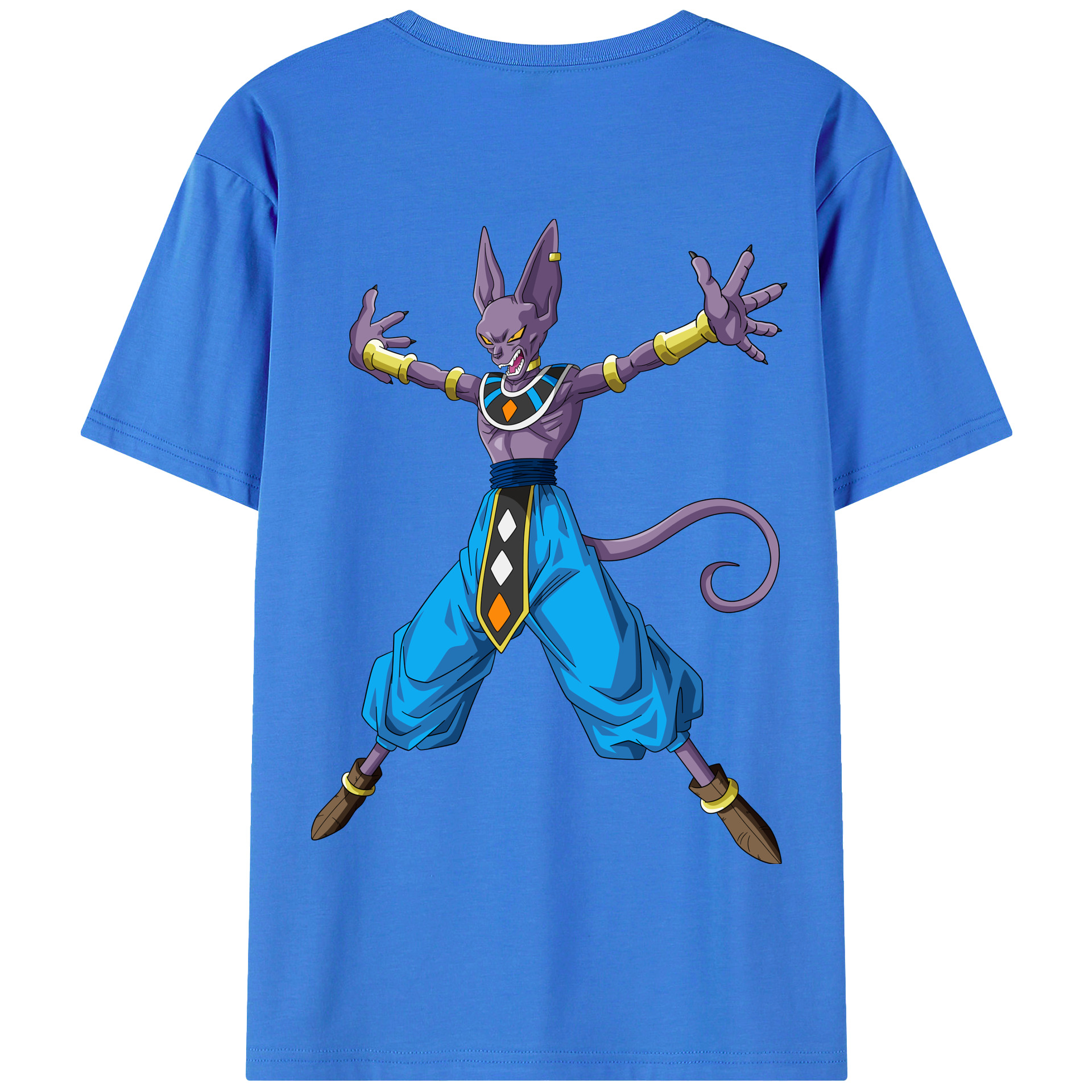 （画像用） ドラゴンボール ビルス 破壊神ビルス DRAGON BALL Beerus Birusu 綿100％半袖Tシャツ（背面プリント）