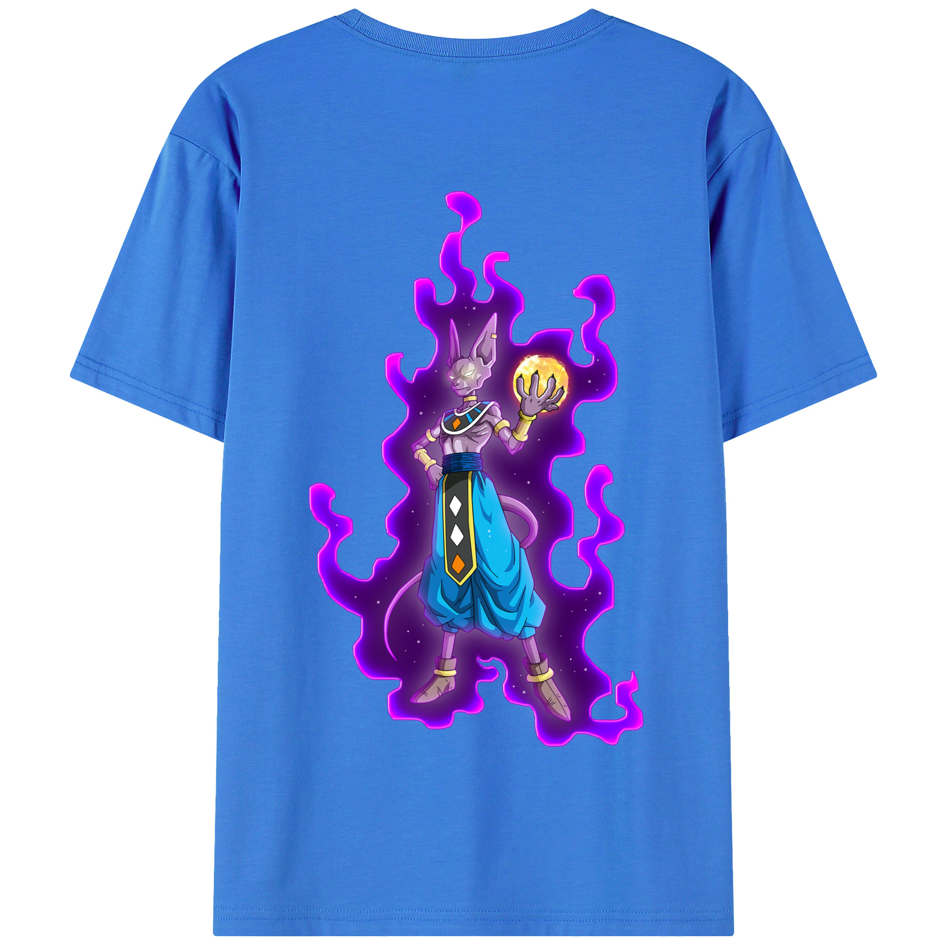 （画像用） ドラゴンボール ビルス 破壊神ビルス DRAGON BALL Beerus Birusu 綿100％半袖Tシャツ（背面プリント）