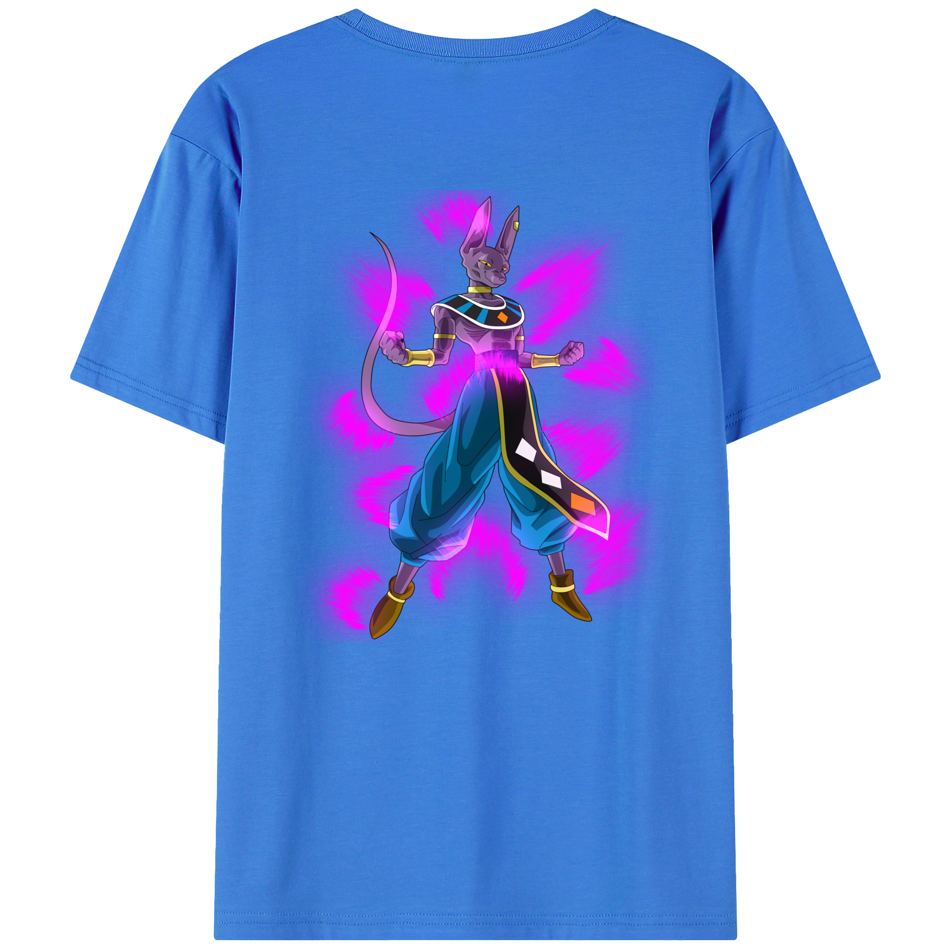 （画像用） ドラゴンボール ビルス 破壊神ビルス DRAGON BALL Beerus Birusu 綿100％半袖Tシャツ（背面プリント）