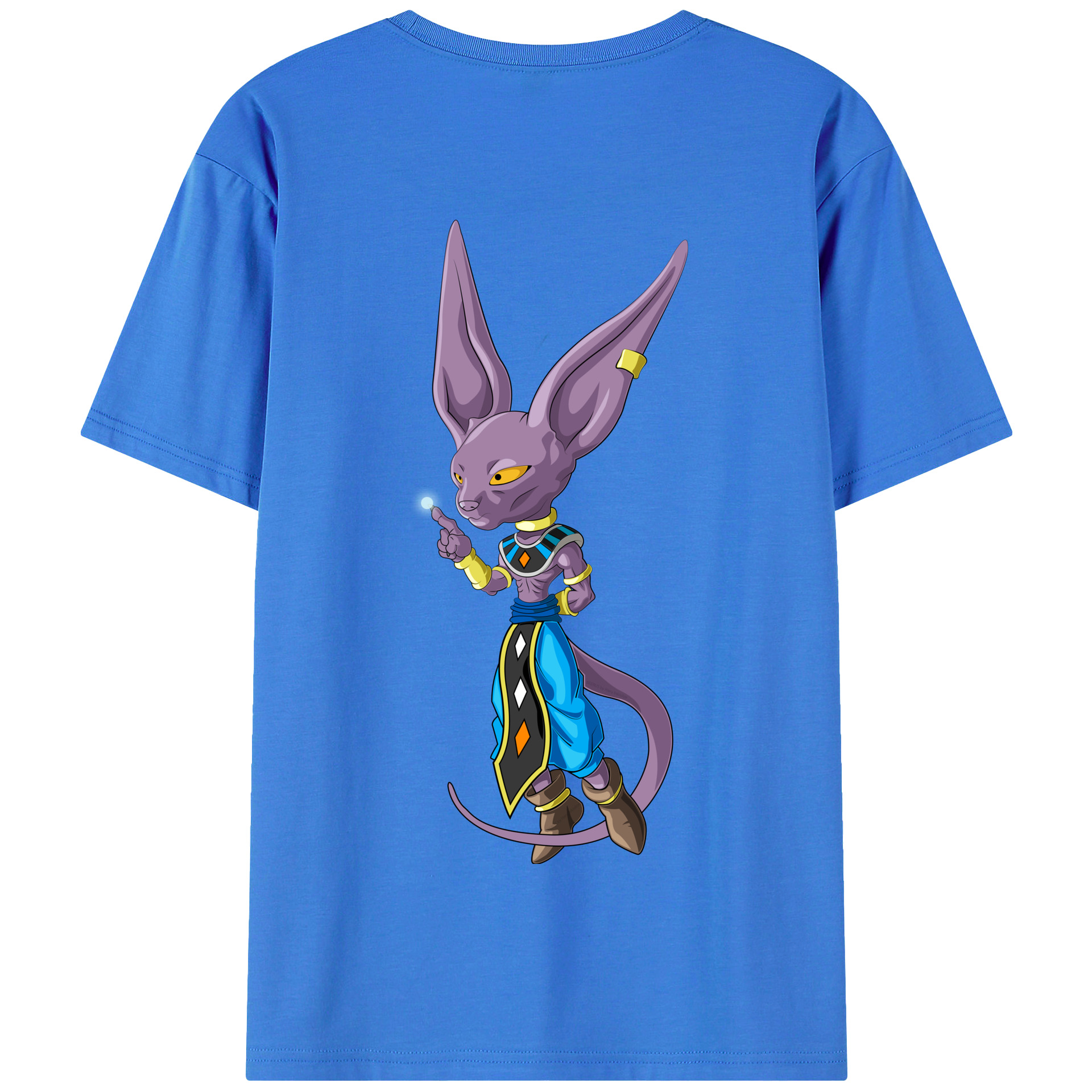 （画像用） ドラゴンボール ビルス 破壊神ビルス DRAGON BALL Beerus Birusu 綿100％半袖Tシャツ（背面プリント）