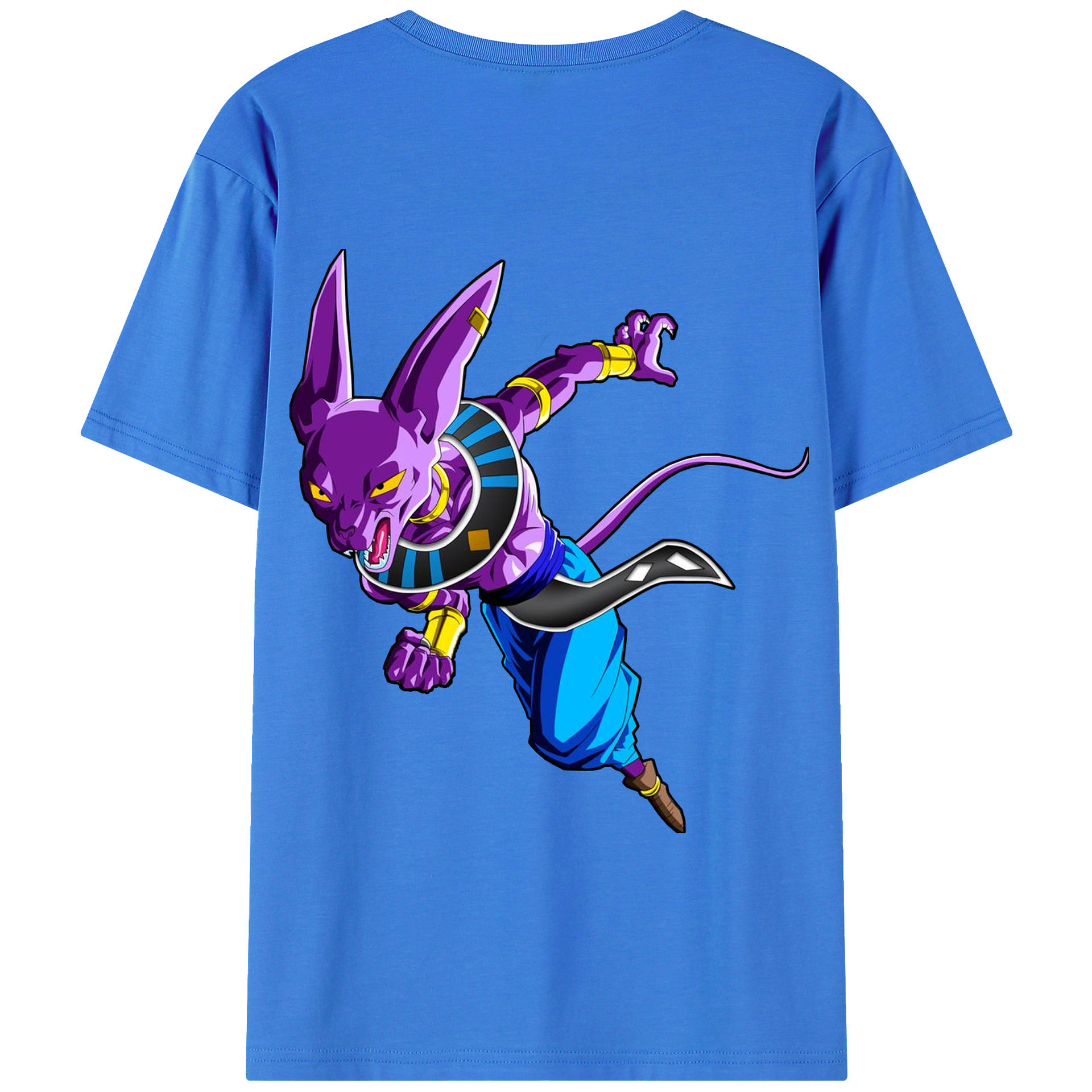 （画像用） ドラゴンボール ビルス 破壊神ビルス DRAGON BALL Beerus Birusu 綿100％半袖Tシャツ（背面プリント）
