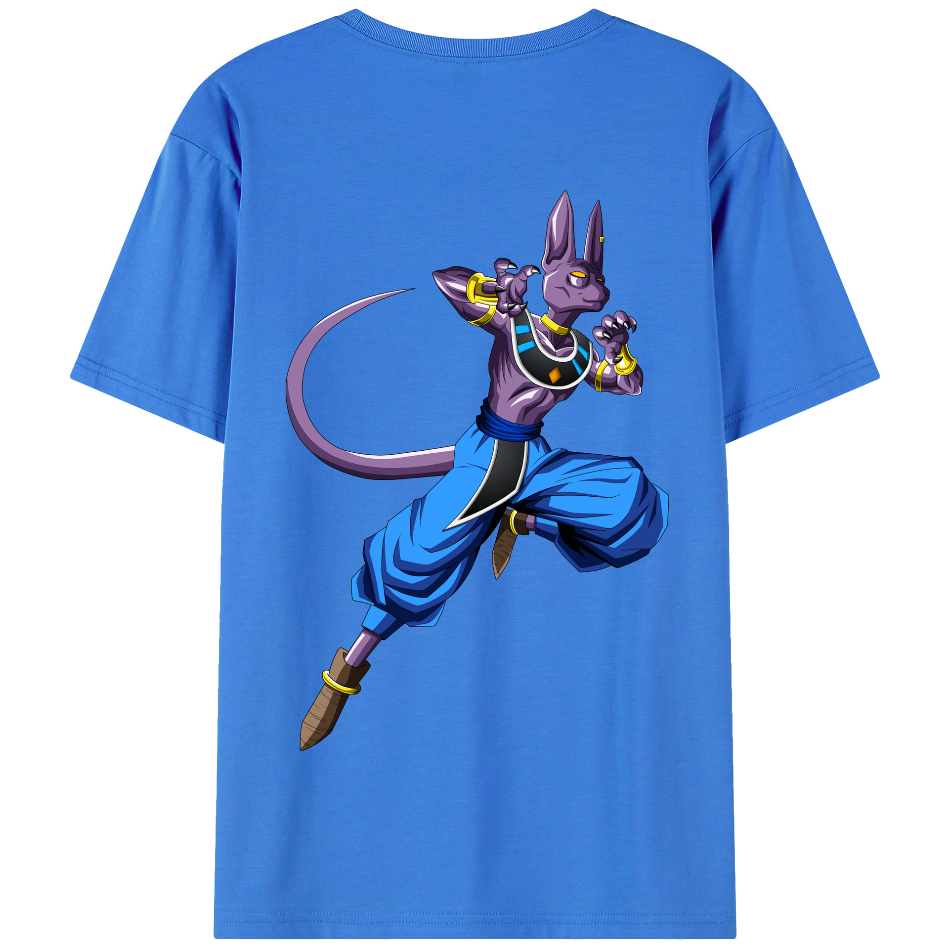 （画像用） ドラゴンボール ビルス 破壊神ビルス DRAGON BALL Beerus Birusu 綿100％半袖Tシャツ（背面プリント）
