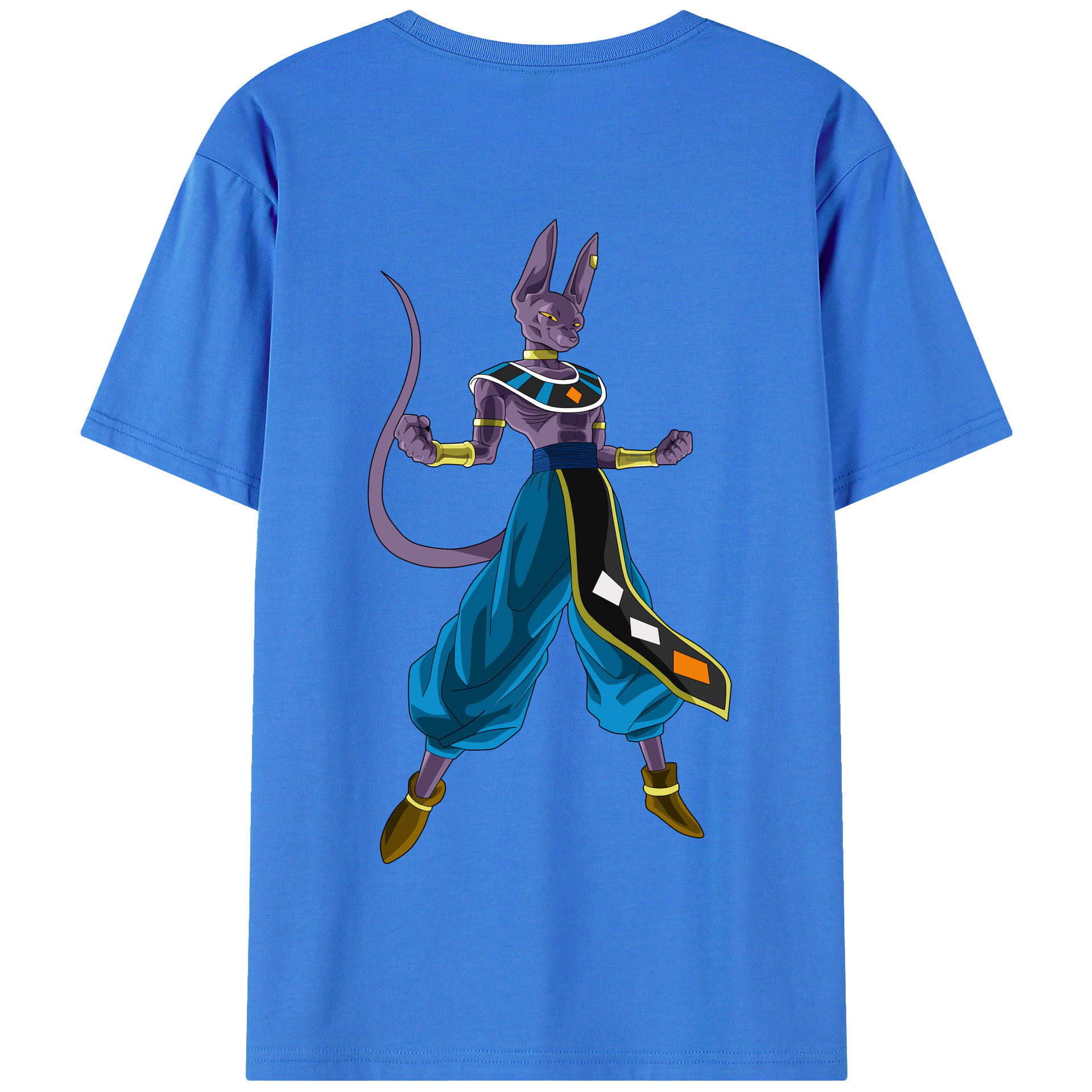 （画像用） ドラゴンボール ビルス 破壊神ビルス DRAGON BALL Beerus Birusu 綿100％半袖Tシャツ（背面プリント）