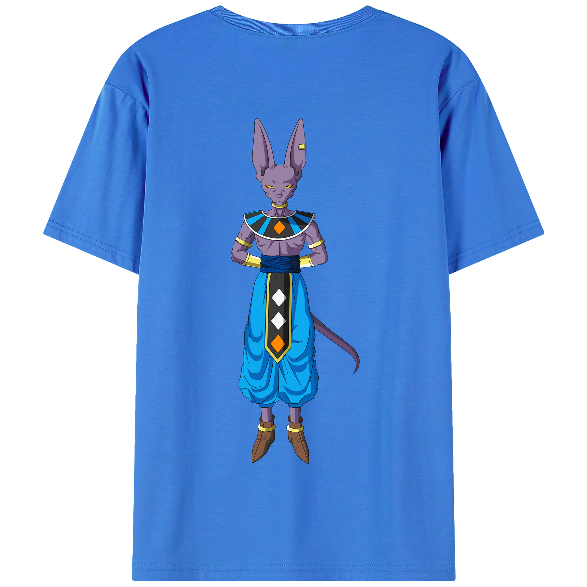 （画像用） ドラゴンボール ビルス 破壊神ビルス DRAGON BALL Beerus Birusu 綿100％半袖Tシャツ（背面プリント）